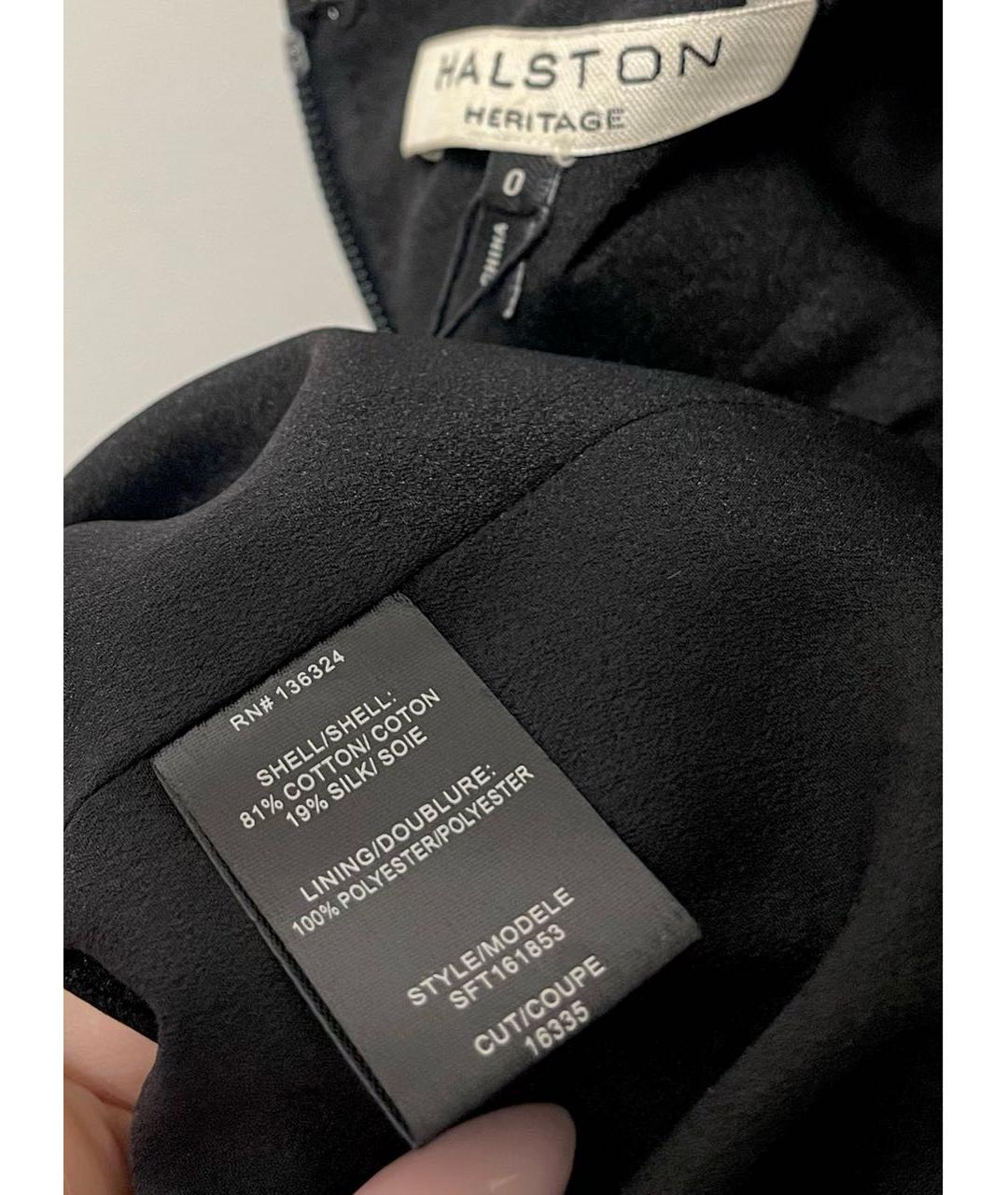 HALSTON HERITAGE Черное хлопковое платье, фото 8