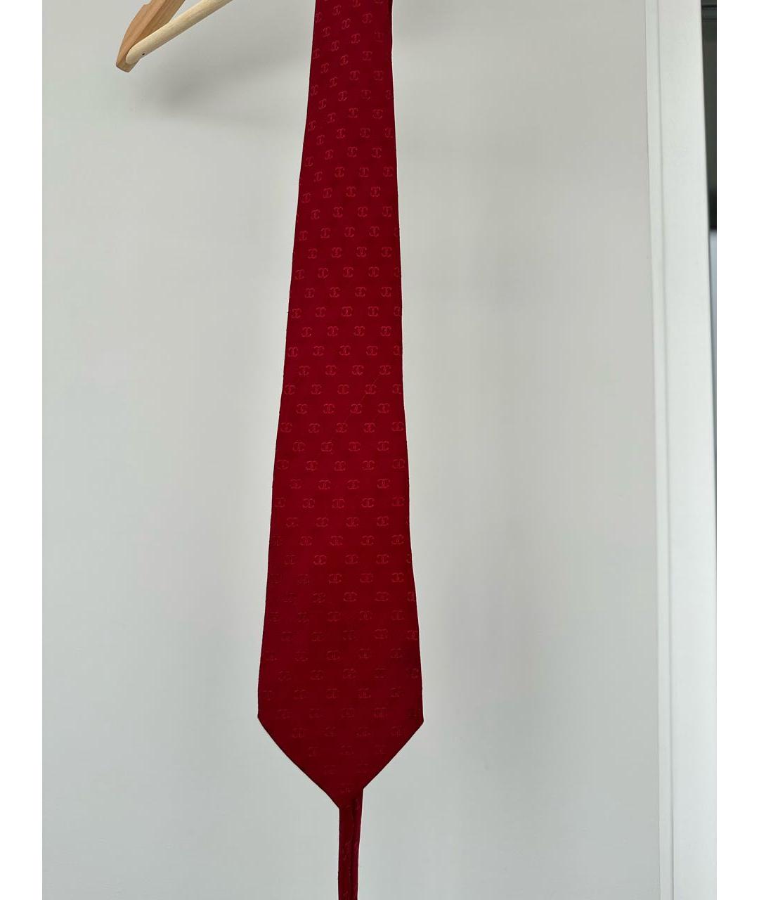 CHANEL PRE-OWNED Бордовый шелковый галстук, фото 5
