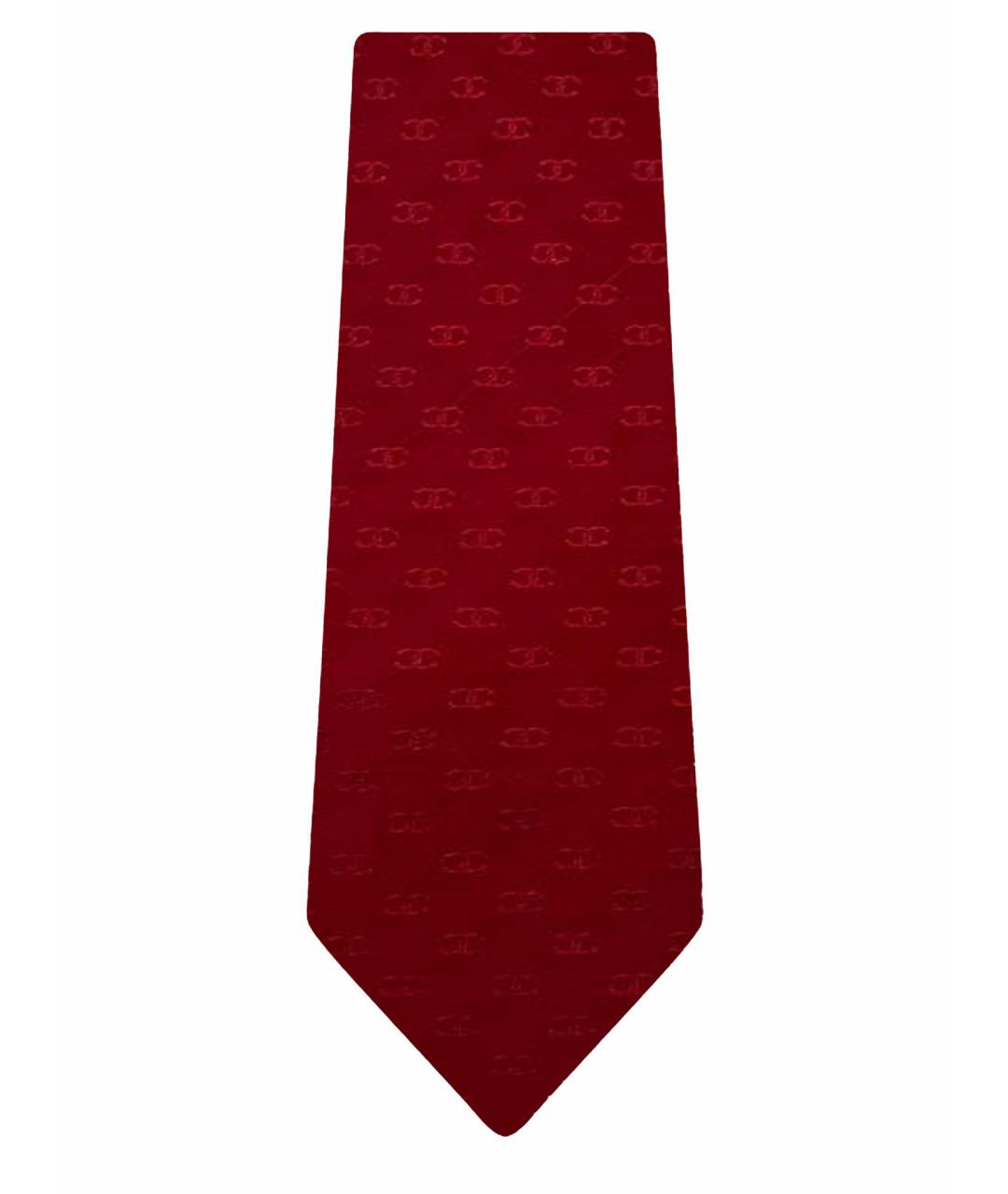 CHANEL PRE-OWNED Бордовый шелковый галстук, фото 1