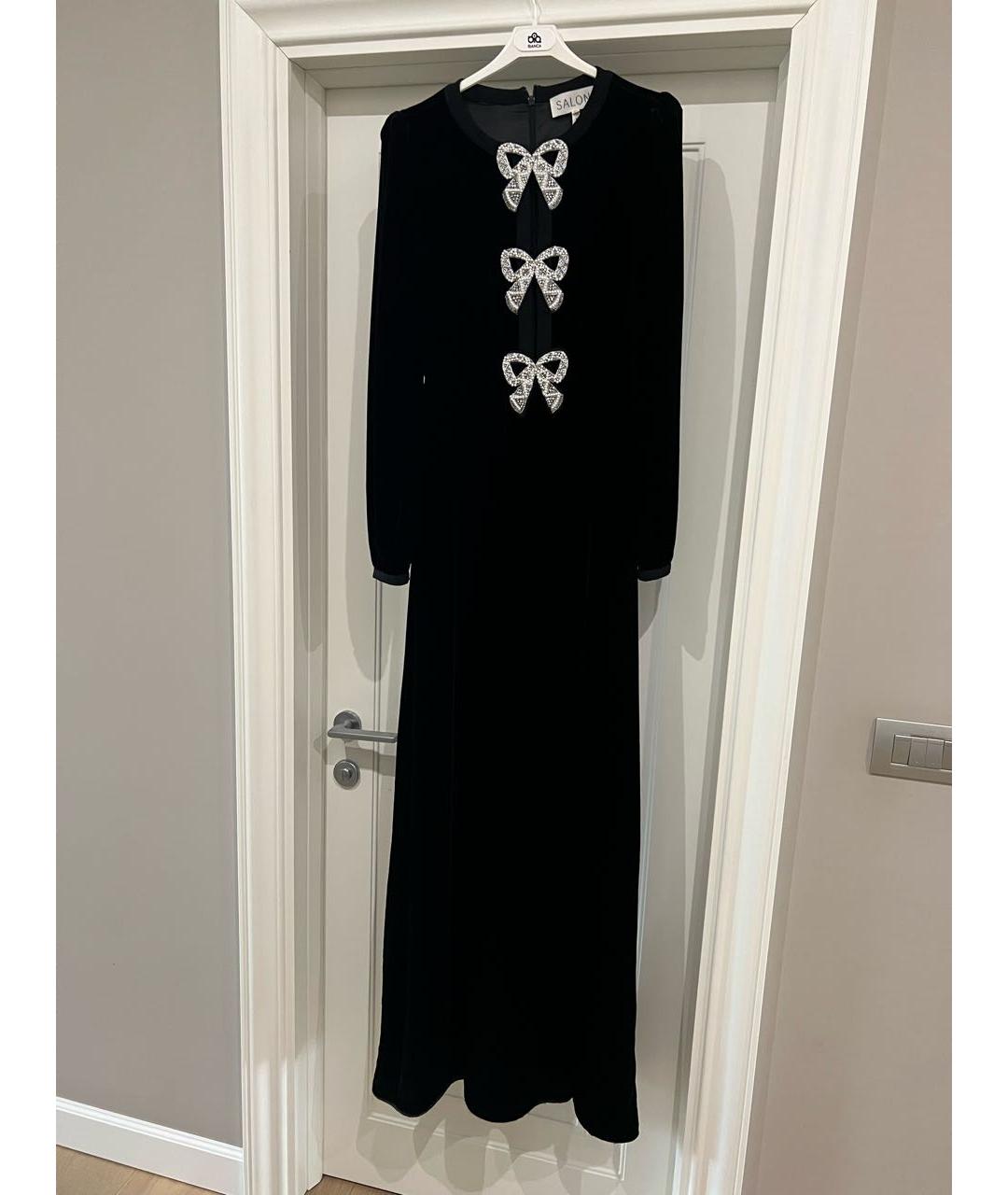 SALONI Черное бархатное вечернее платье, фото 2