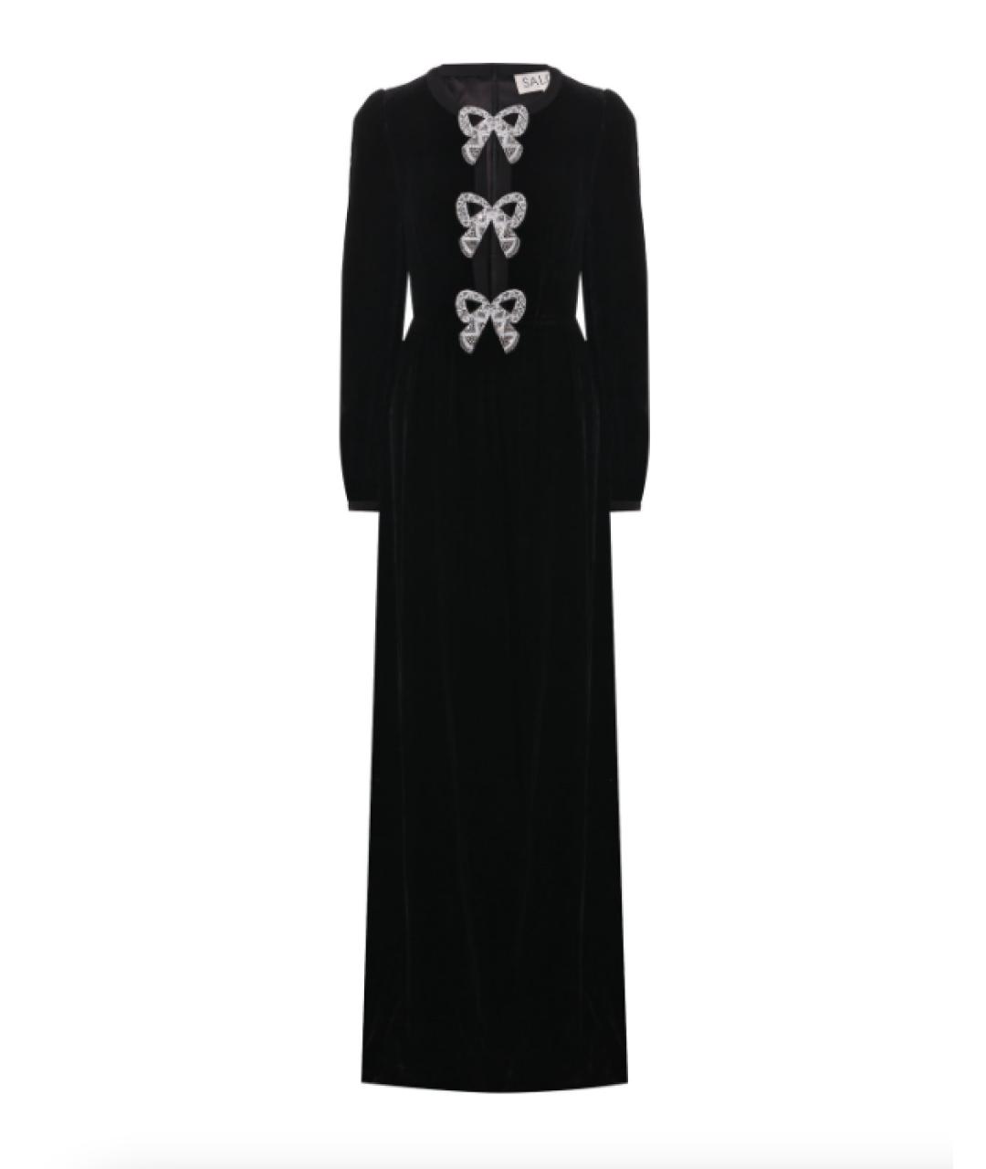 SALONI Черное бархатное вечернее платье, фото 1