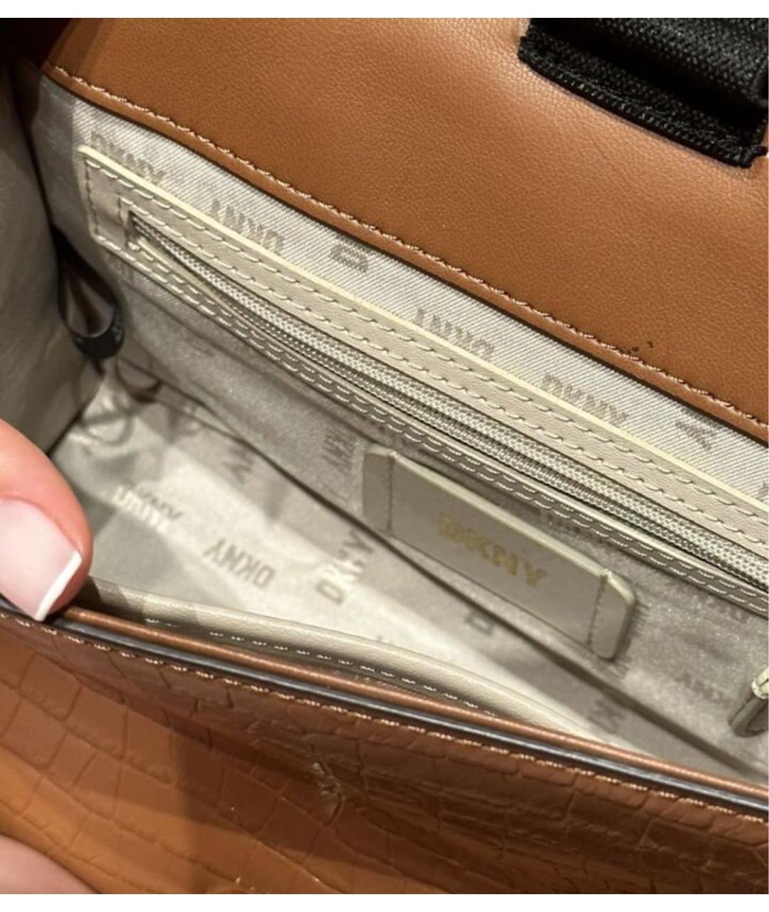 DKNY Коричневая сумка с короткими ручками из искусственной кожи, фото 4