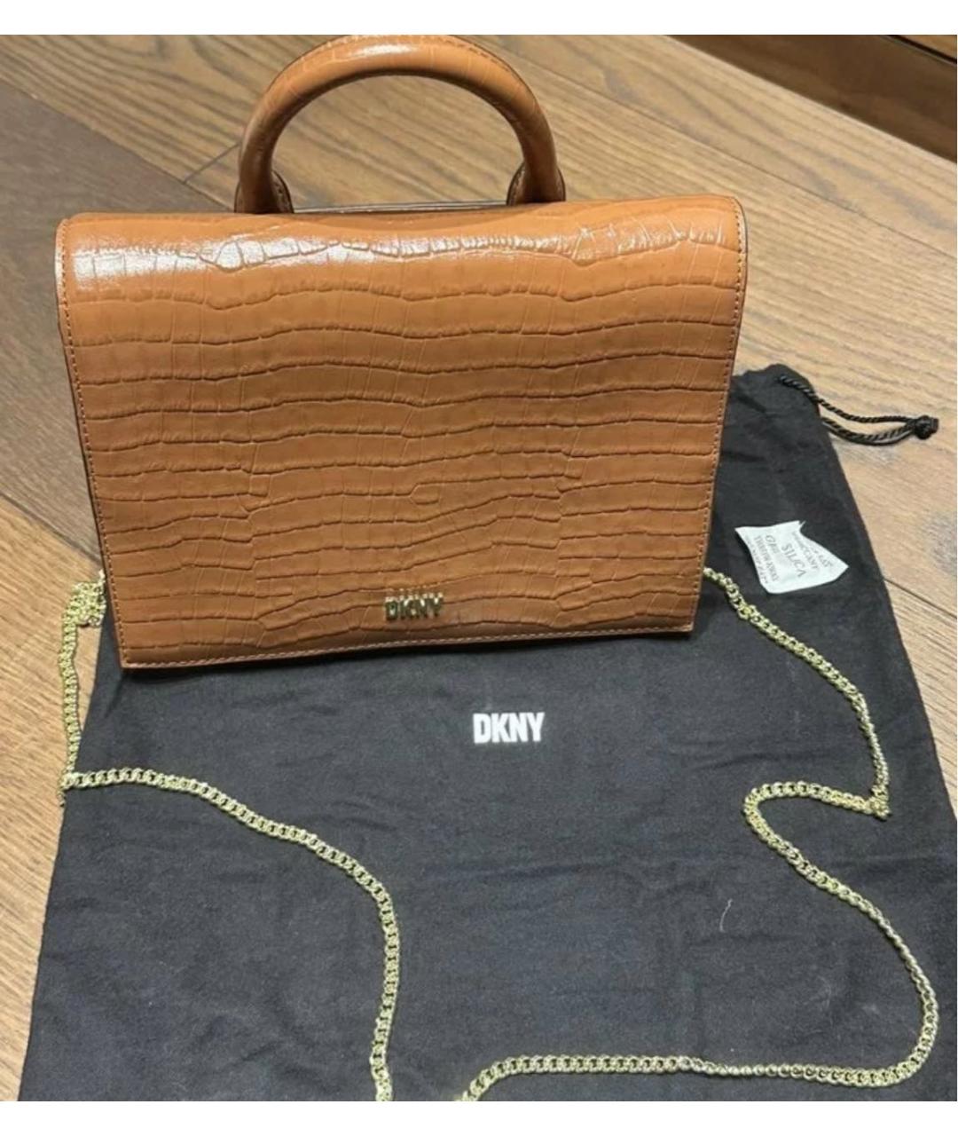 DKNY Коричневая сумка с короткими ручками из искусственной кожи, фото 6