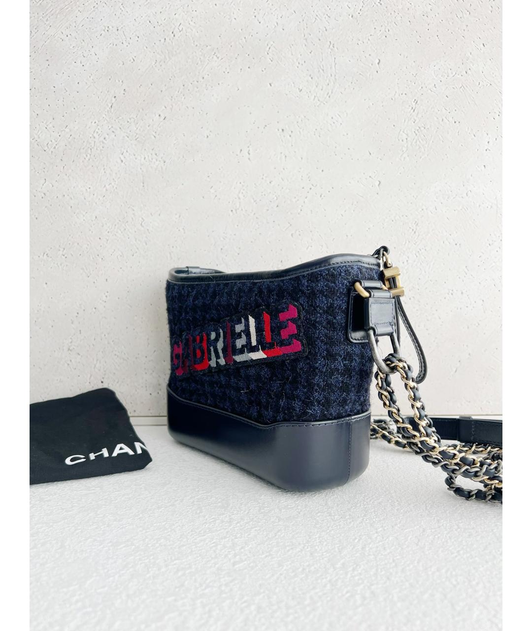 CHANEL Темно-синяя твидовая сумка через плечо, фото 4