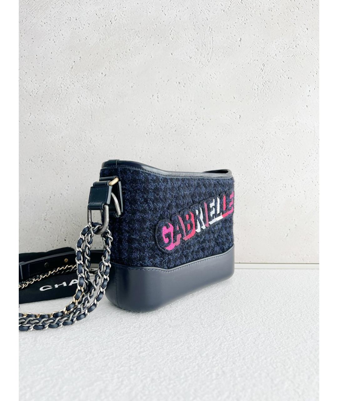 CHANEL Темно-синяя твидовая сумка через плечо, фото 3