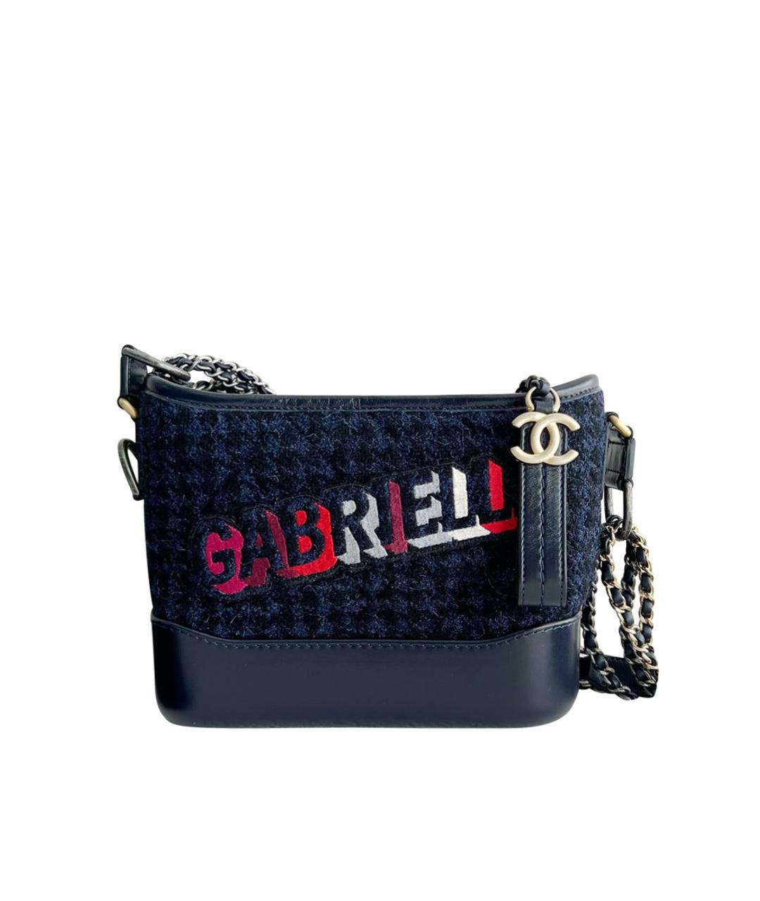 CHANEL Темно-синяя твидовая сумка через плечо, фото 1