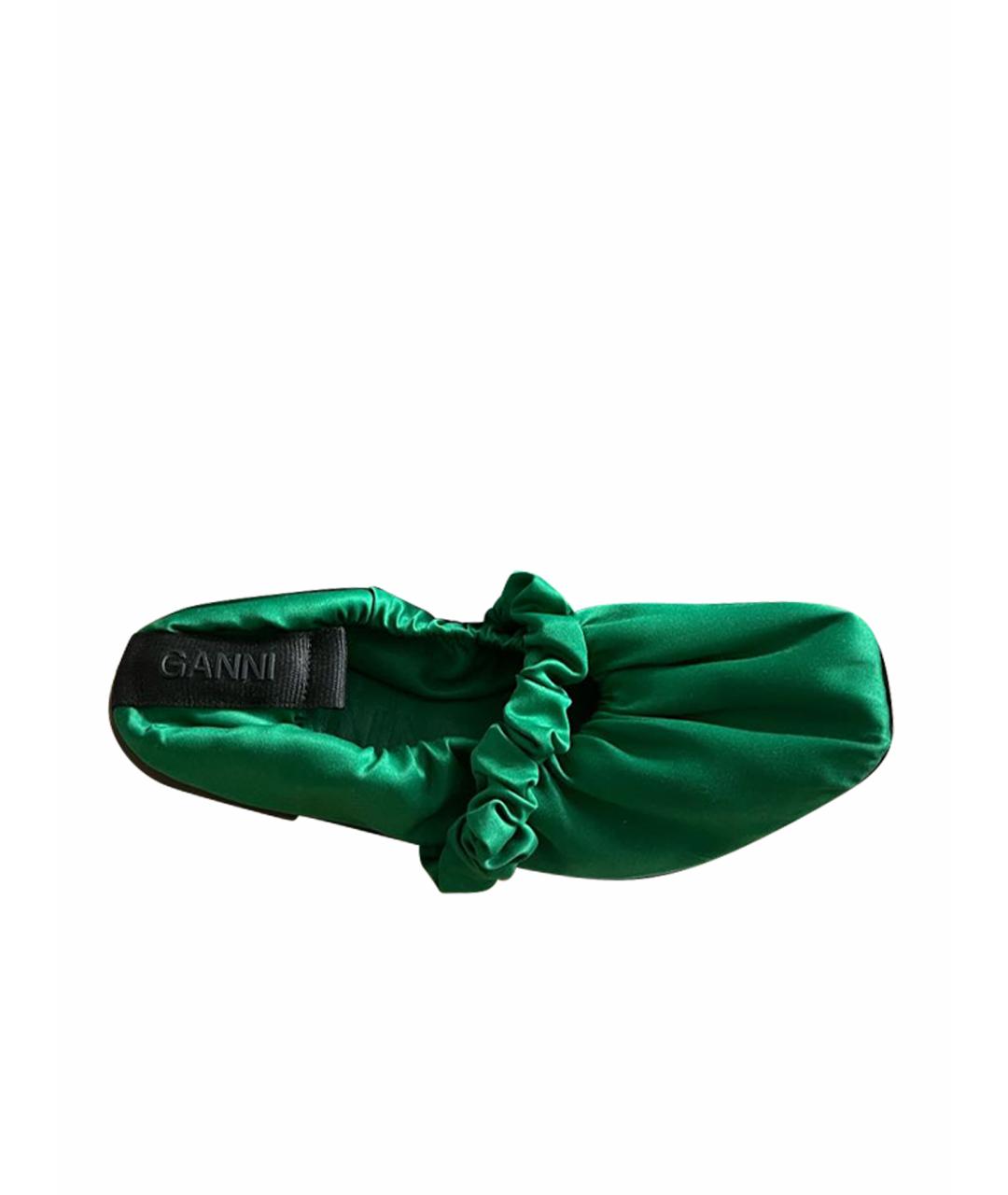GANNI Зеленые текстильные балетки, фото 1