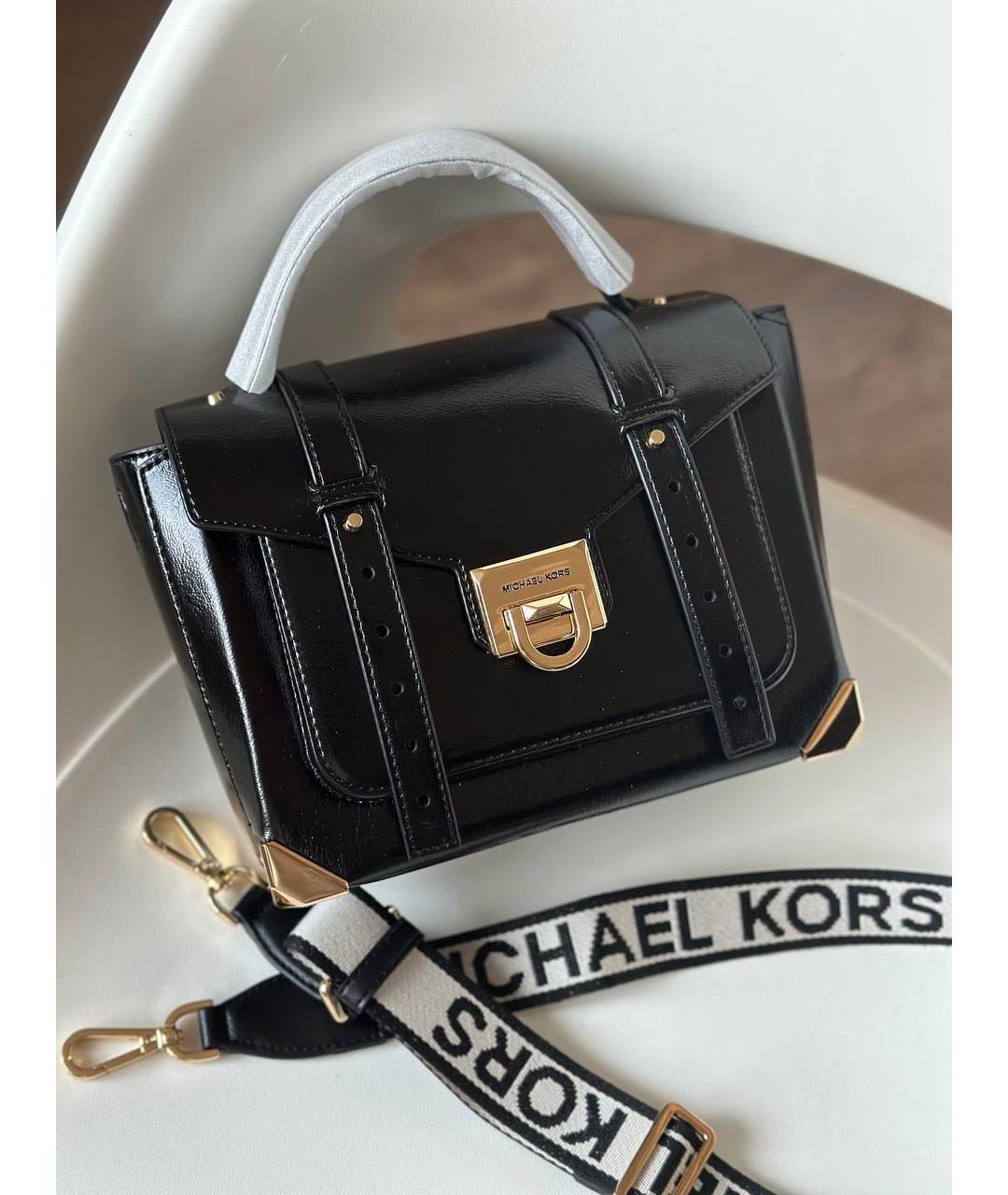 MICHAEL KORS Черная сумка с короткими ручками из лакированной кожи, фото 3