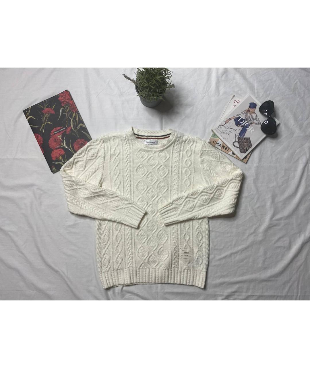 THOM BROWNE Белый хлопковый джемпер / свитер, фото 3