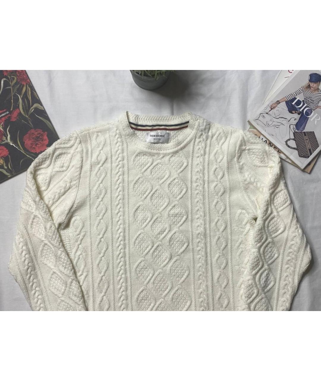 THOM BROWNE Белый хлопковый джемпер / свитер, фото 5