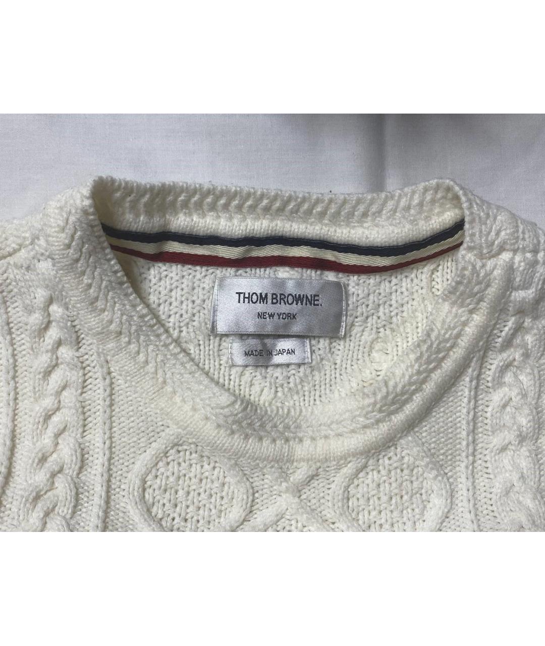 THOM BROWNE Белый хлопковый джемпер / свитер, фото 8