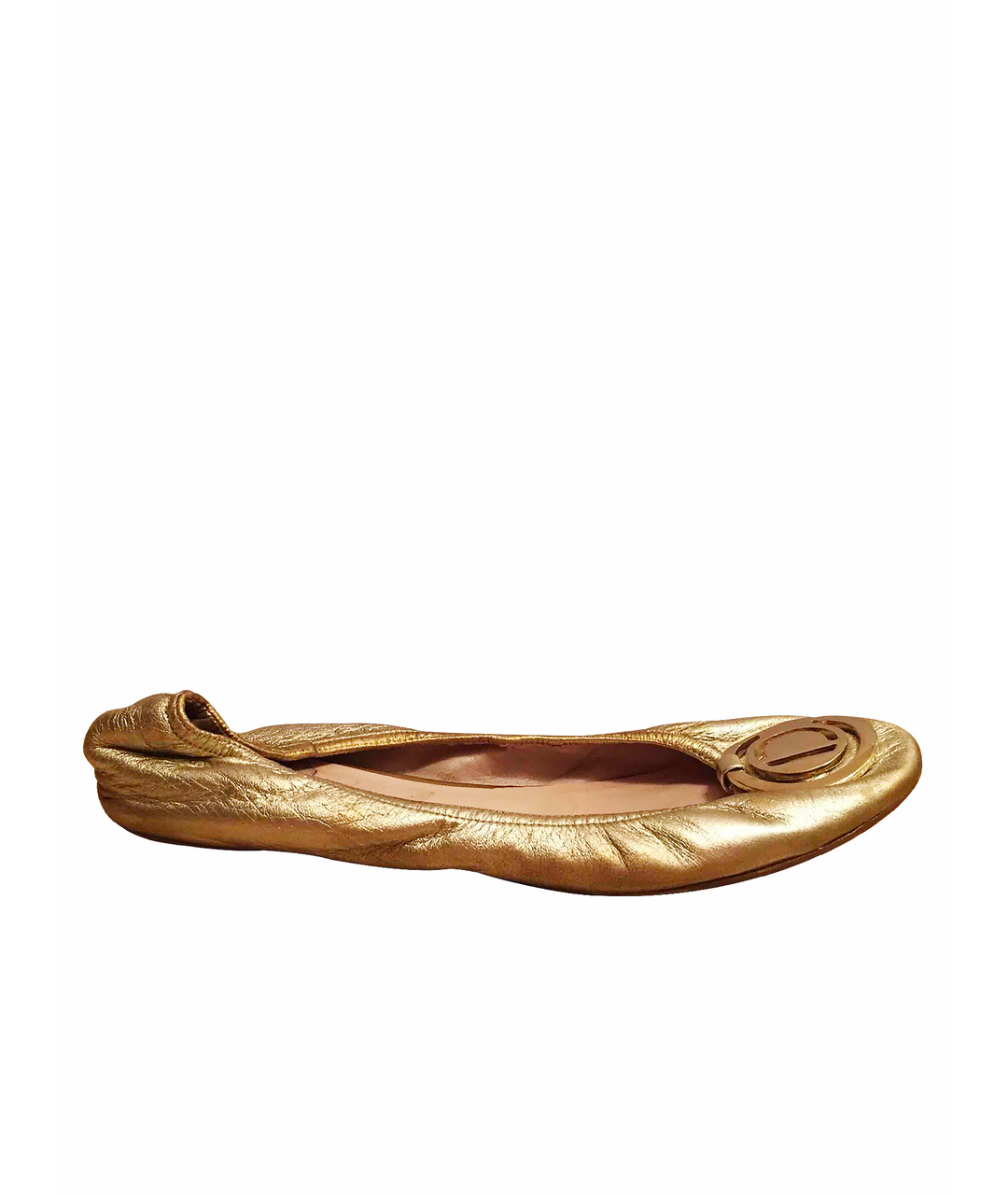 CHRISTIAN DIOR PRE-OWNED Золотые кожаные балетки, фото 1