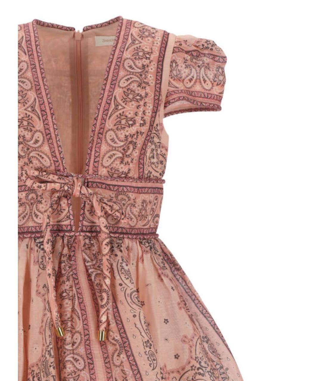 ZIMMERMANN Розовое льняное повседневное платье, фото 2