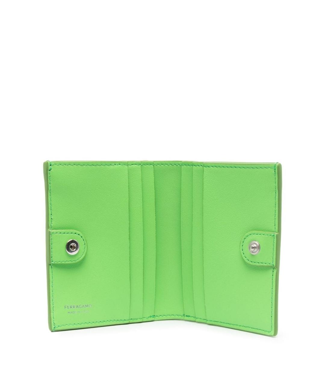 SALVATORE FERRAGAMO Зеленый кожаный кошелек, фото 3