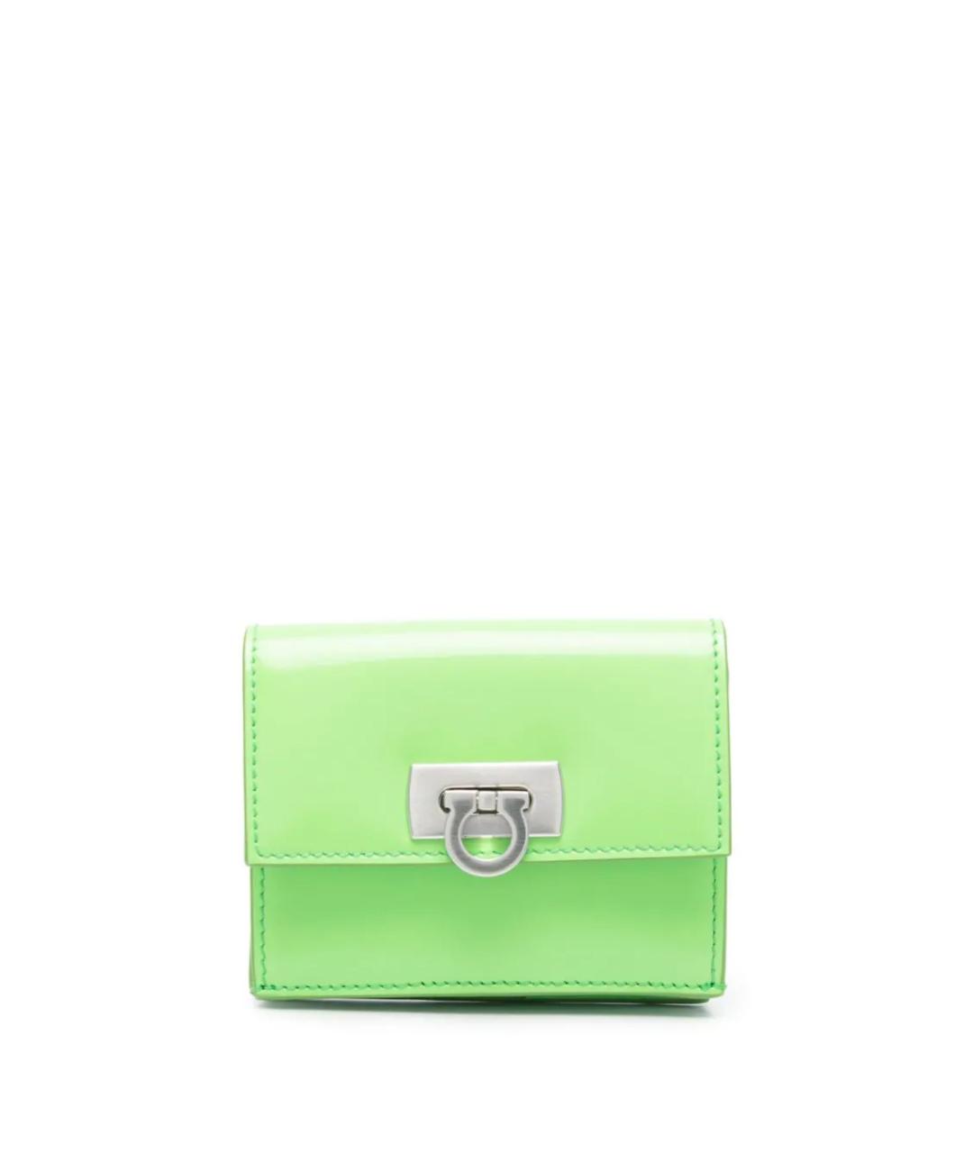 SALVATORE FERRAGAMO Зеленый кожаный кошелек, фото 1