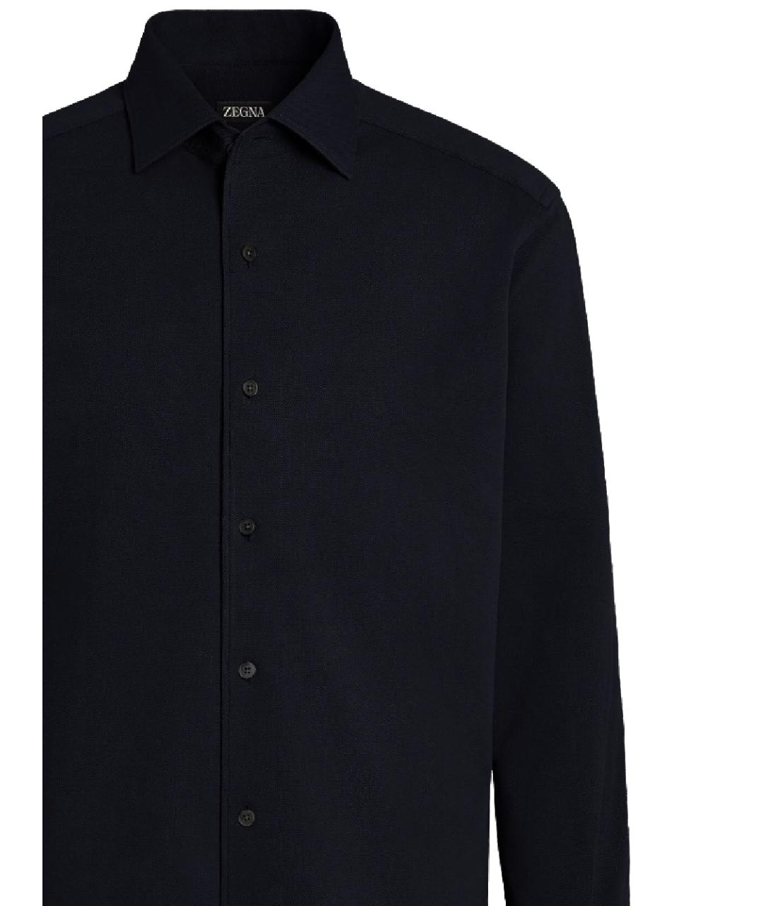 ERMENEGILDO ZEGNA Темно-синяя хлопковая кэжуал рубашка, фото 2