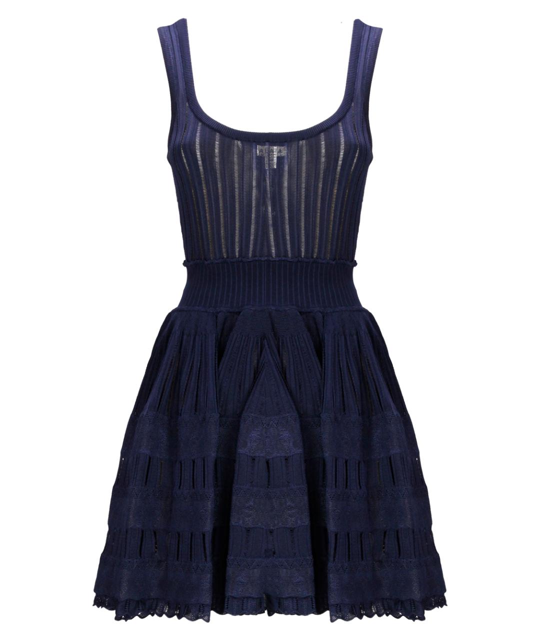 ALAIA Темно-синее вискозное платье, фото 1
