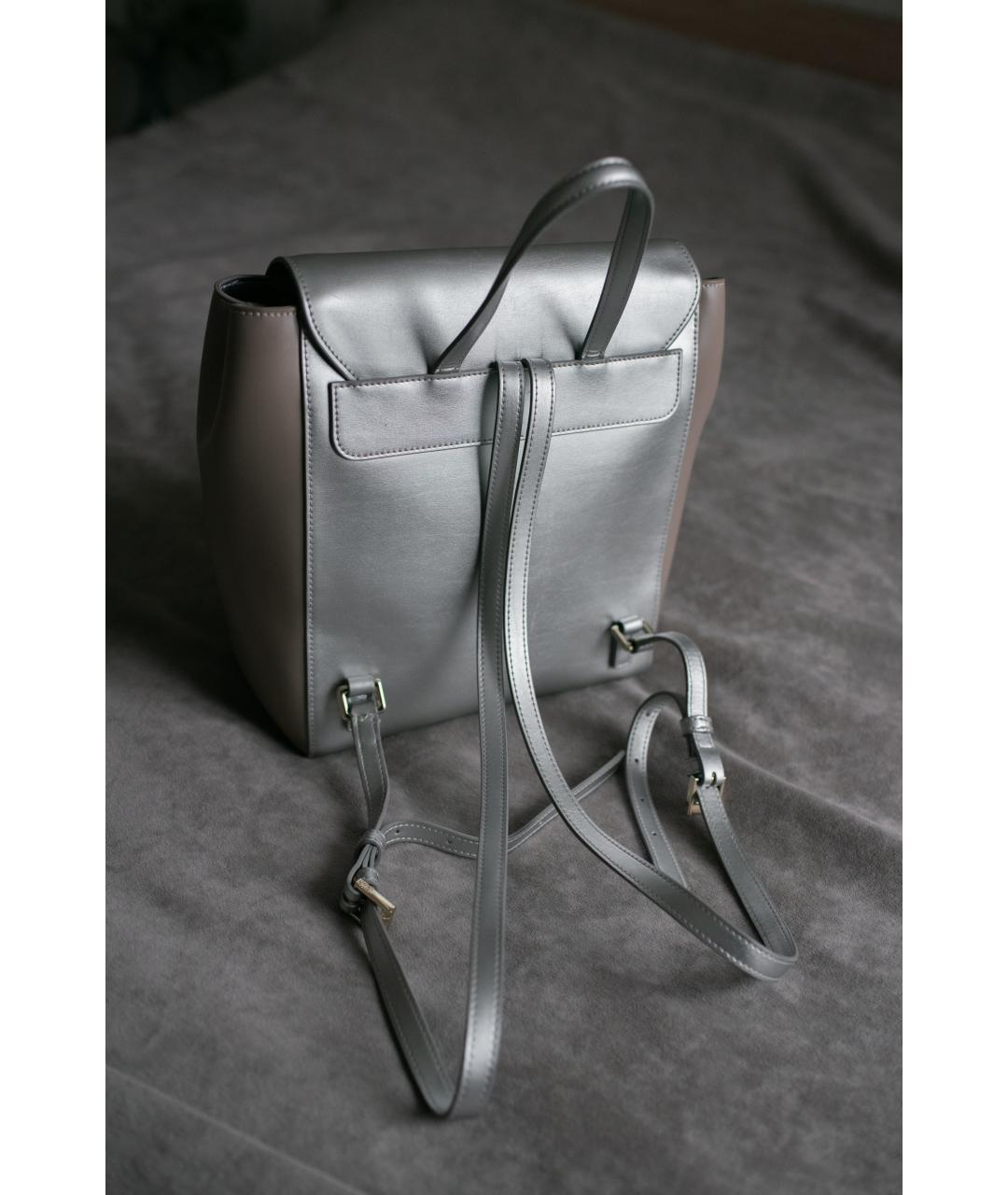 CAVALLI CLASS Серебрянный кожаный рюкзак, фото 4