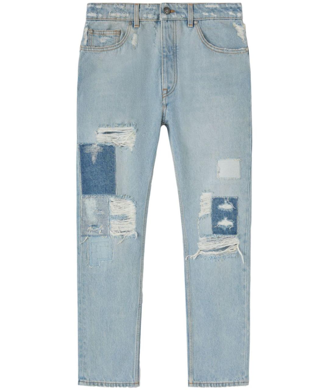 PALM ANGELS Голубые хлопко-полиэстеровые прямые джинсы, фото 1