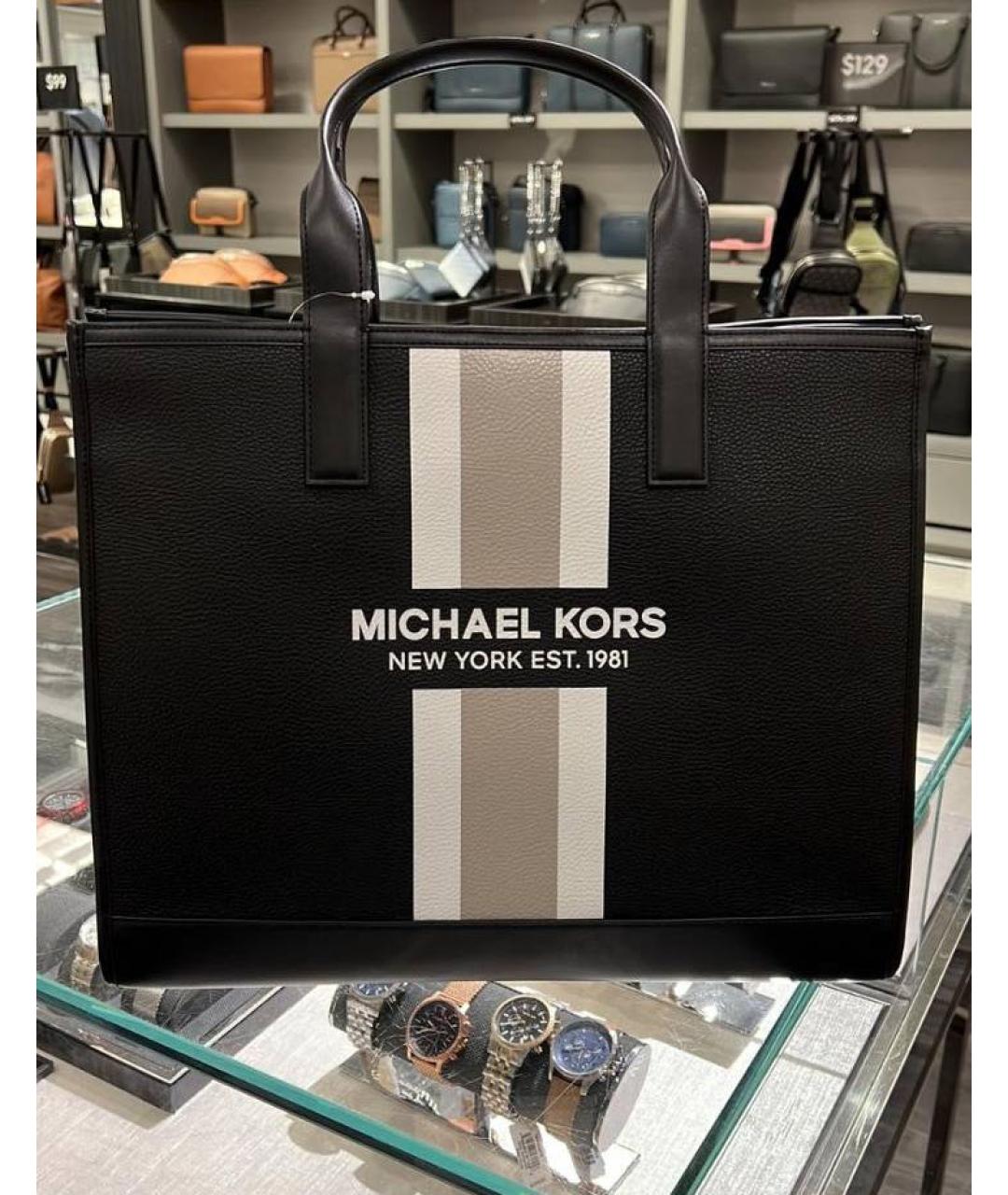 MICHAEL KORS Черная кожаная сумка с короткими ручками, фото 9