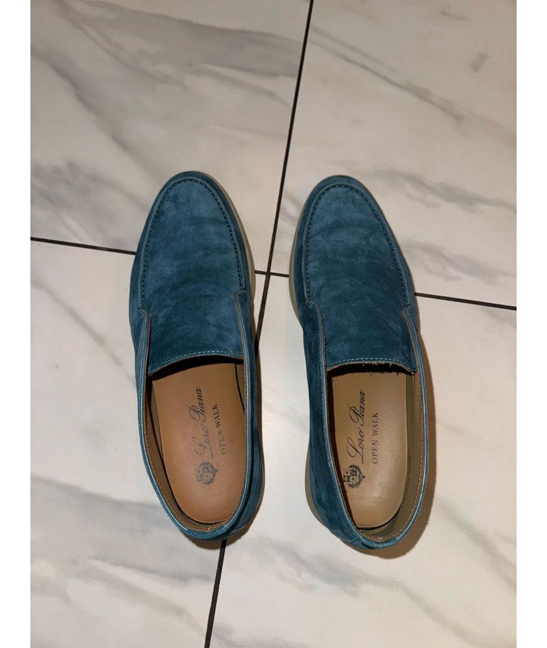 LORO PIANA Синие замшевые ботинки, фото 4