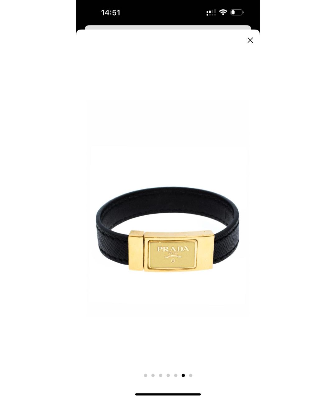 PRADA Черный кожаный браслет, фото 6