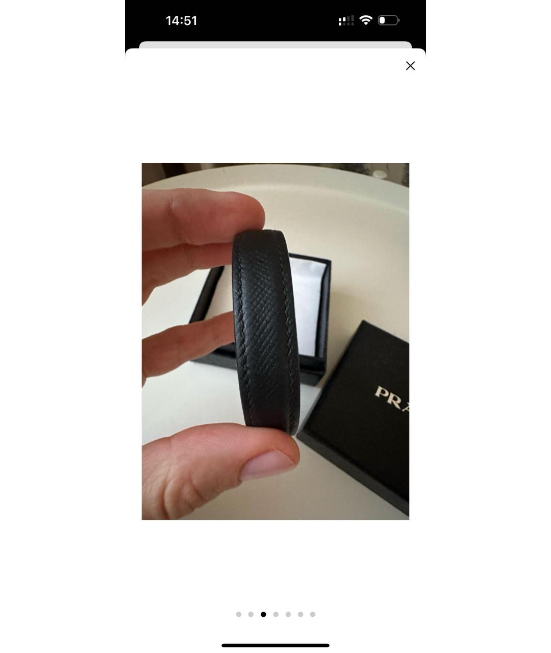 PRADA Черный кожаный браслет, фото 3