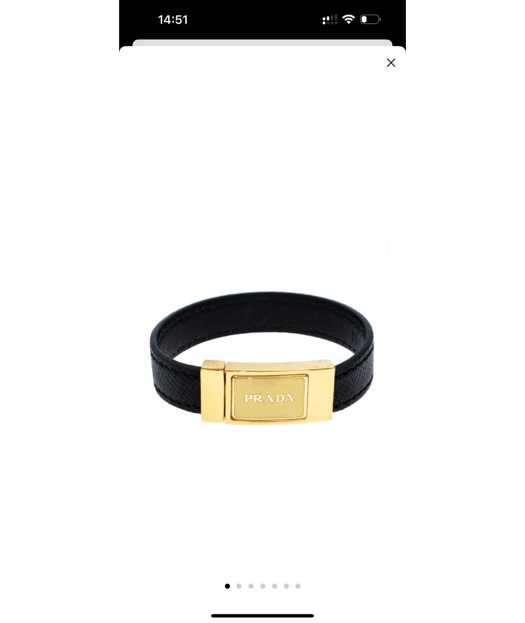 PRADA Черный кожаный браслет, фото 8