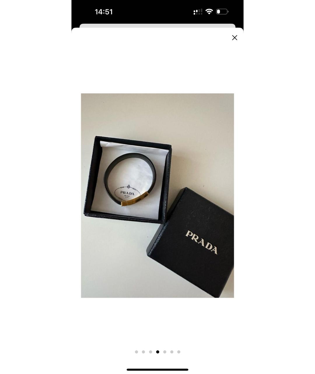 PRADA Черный кожаный браслет, фото 5