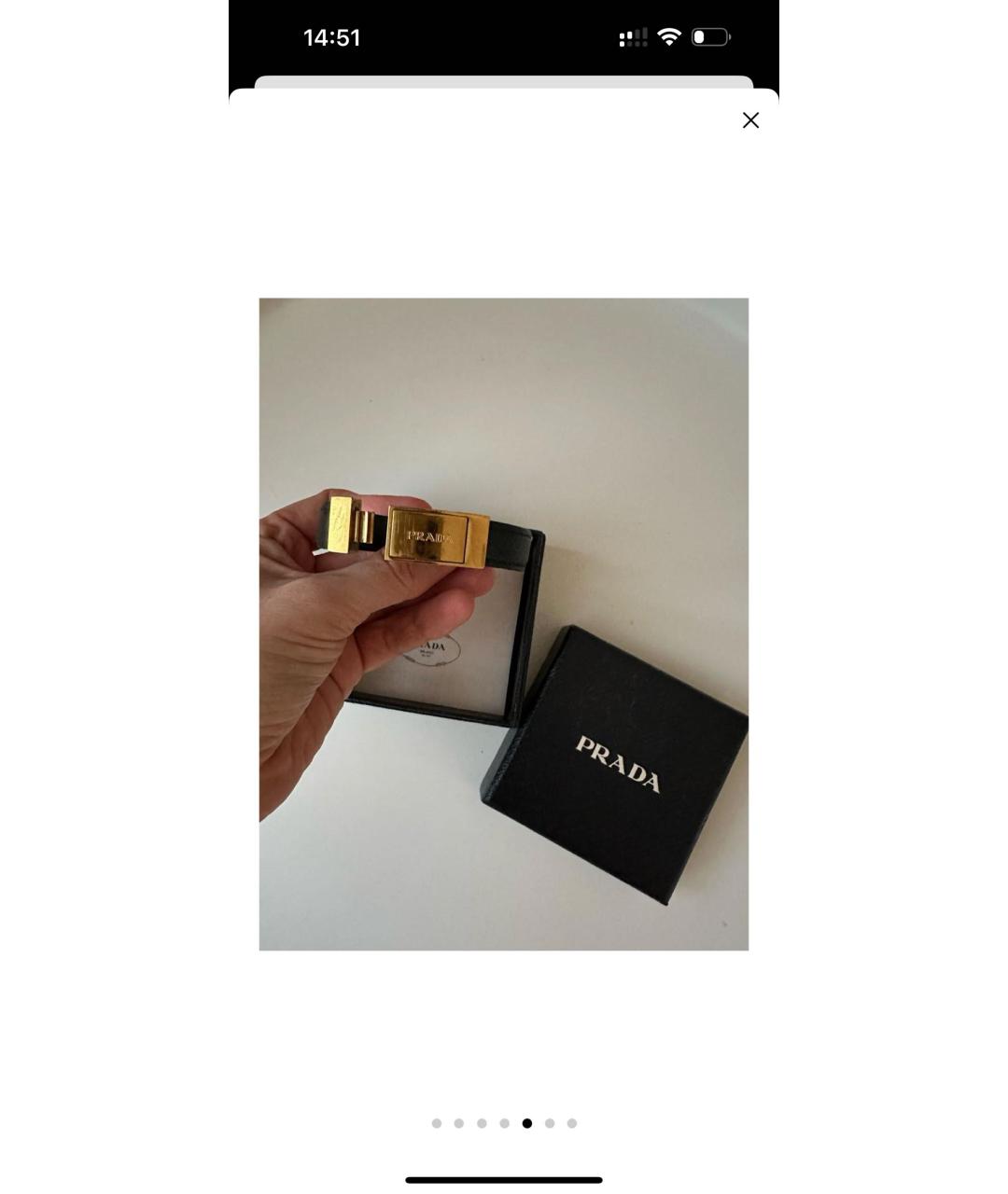 PRADA Черный кожаный браслет, фото 4