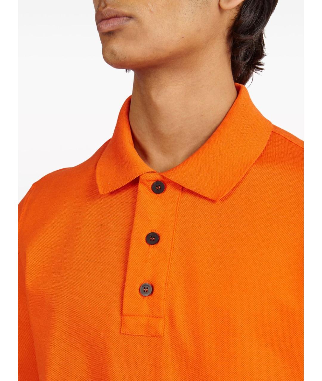 SALVATORE FERRAGAMO Оранжевое хлопковое поло с коротким рукавом, фото 3