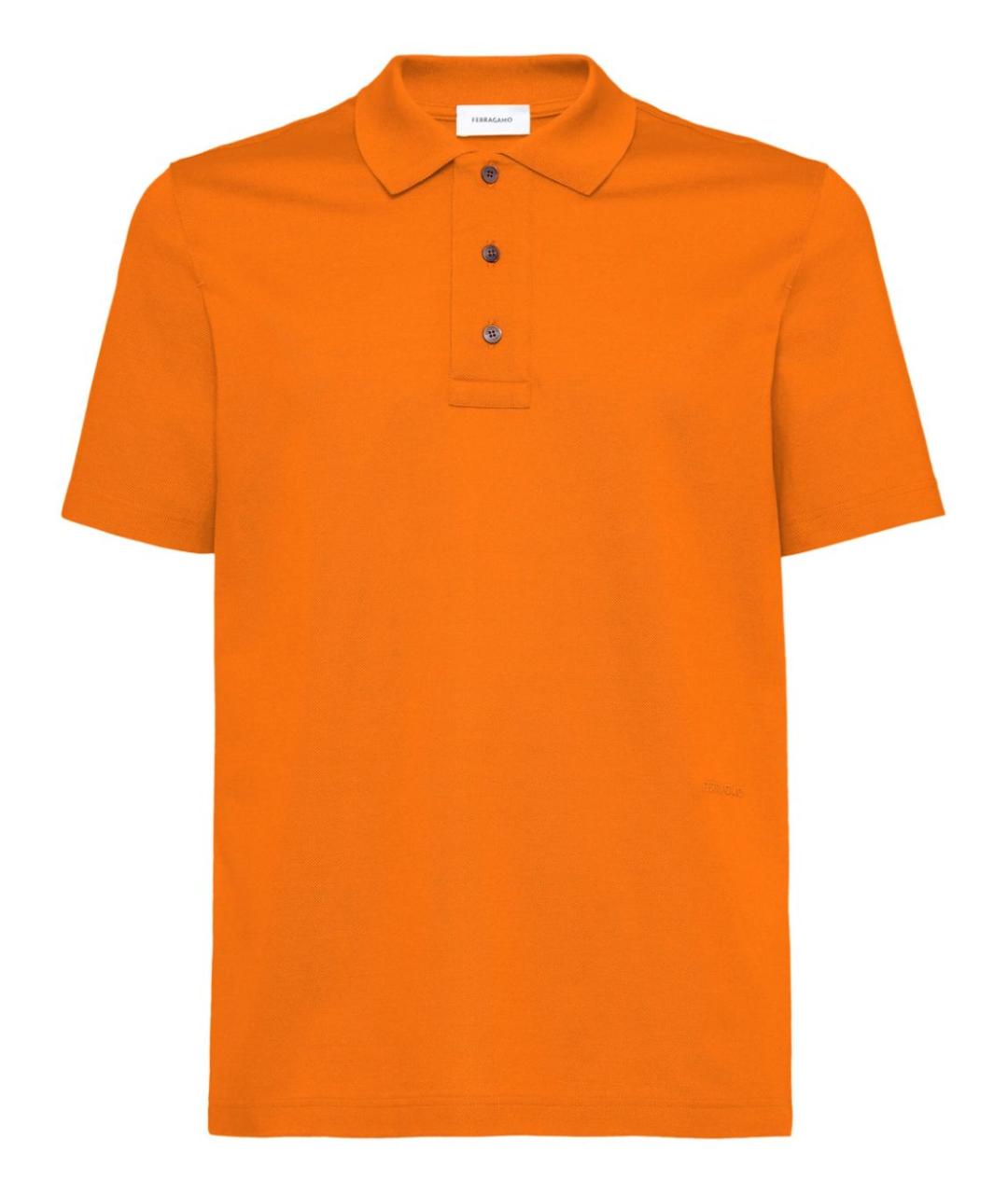 SALVATORE FERRAGAMO Оранжевое хлопковое поло с коротким рукавом, фото 1