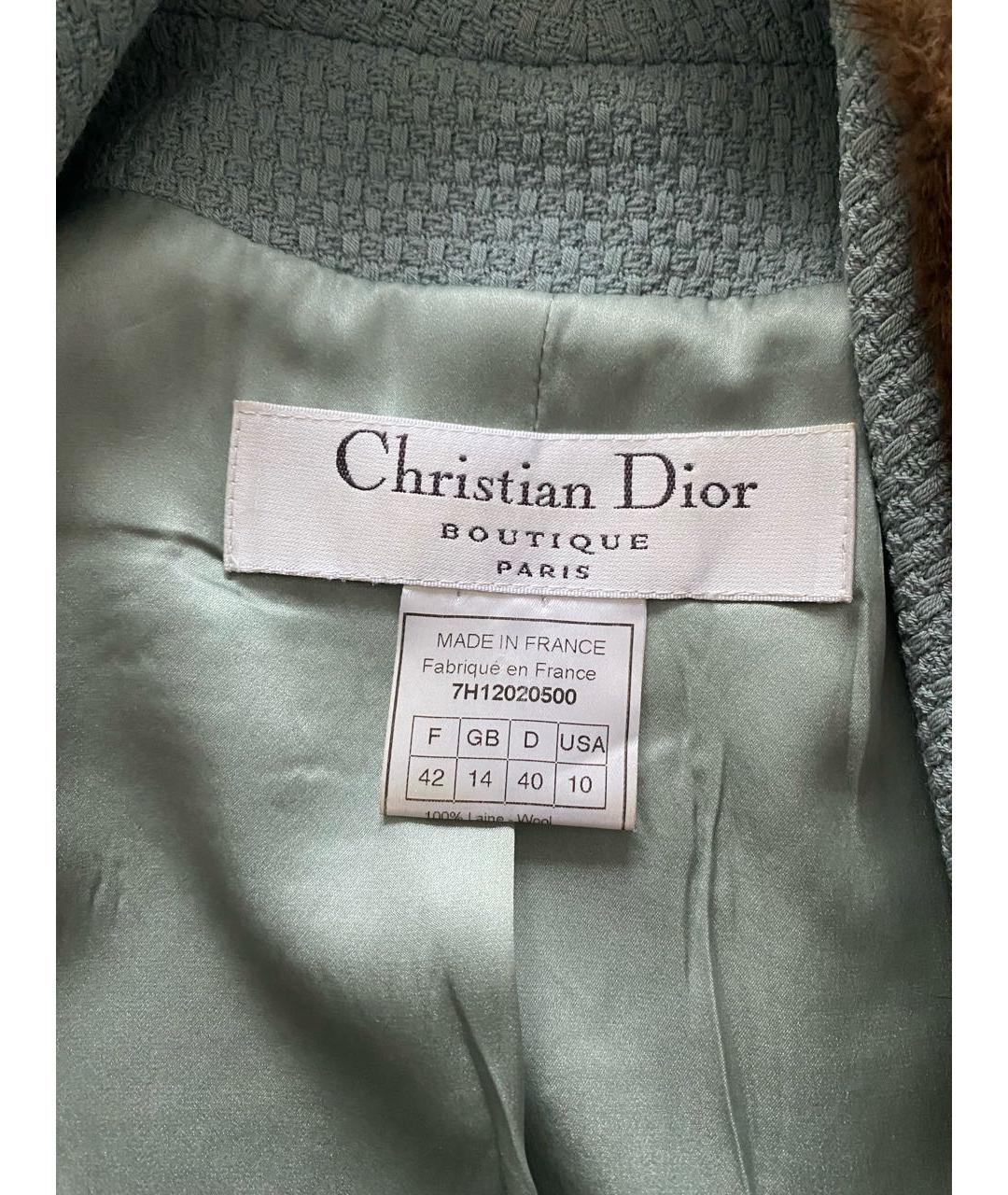 CHRISTIAN DIOR Голубое шерстяное пальто, фото 3