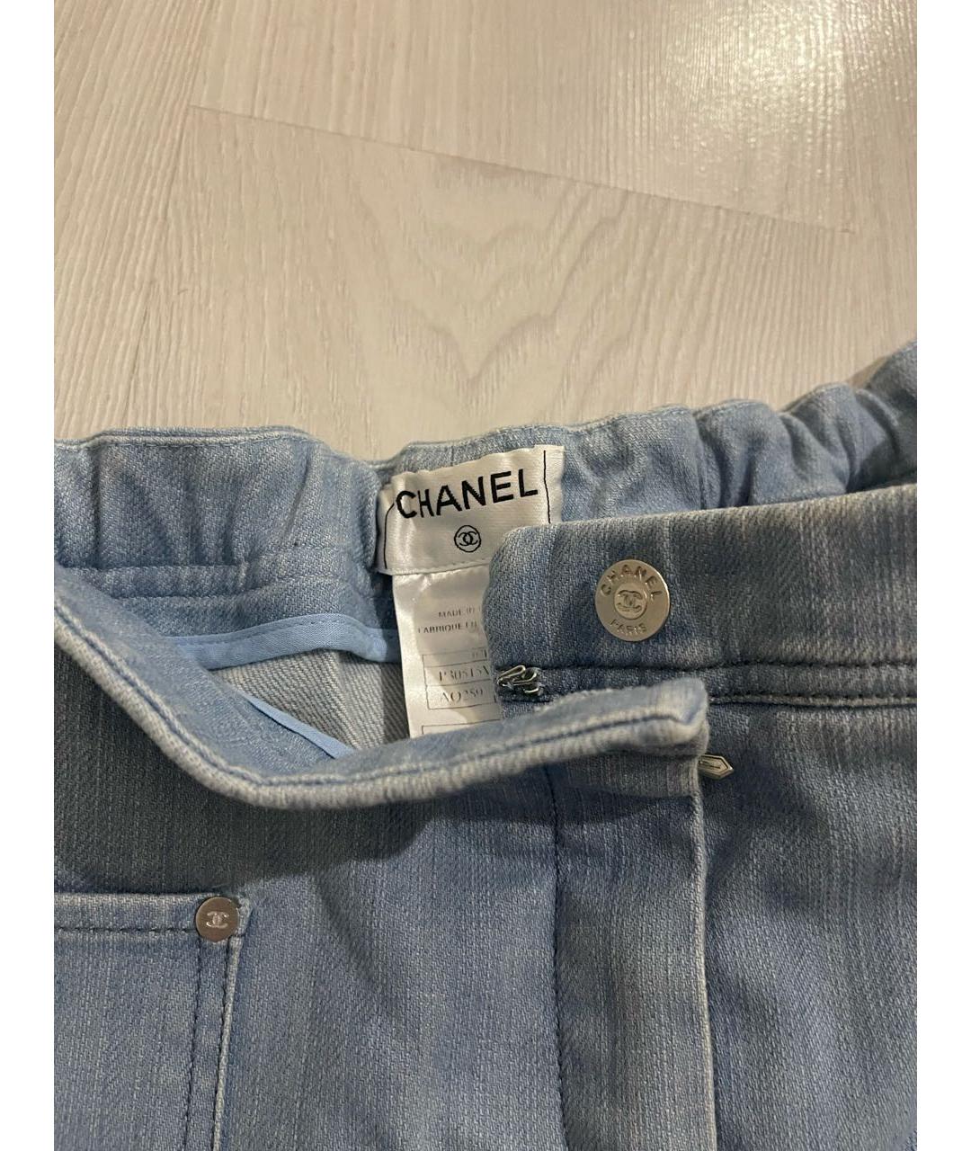 CHANEL PRE-OWNED Голубые деним шорты, фото 4