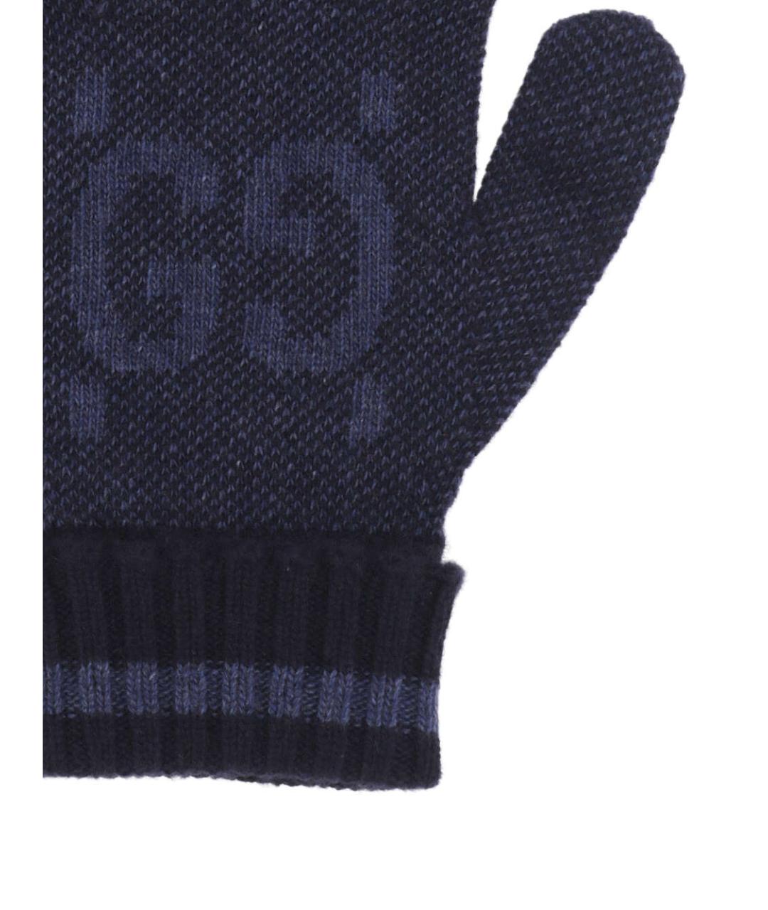 GUCCI Темно-синие кашемировые перчатки, фото 2