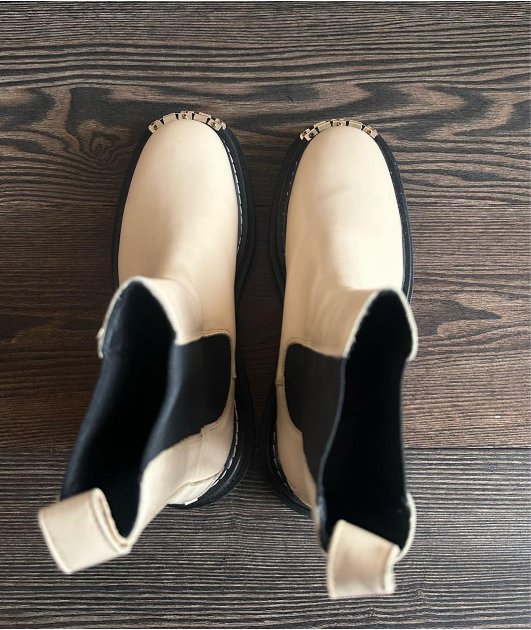 SANDRO Бежевые кожаные ботинки, фото 4