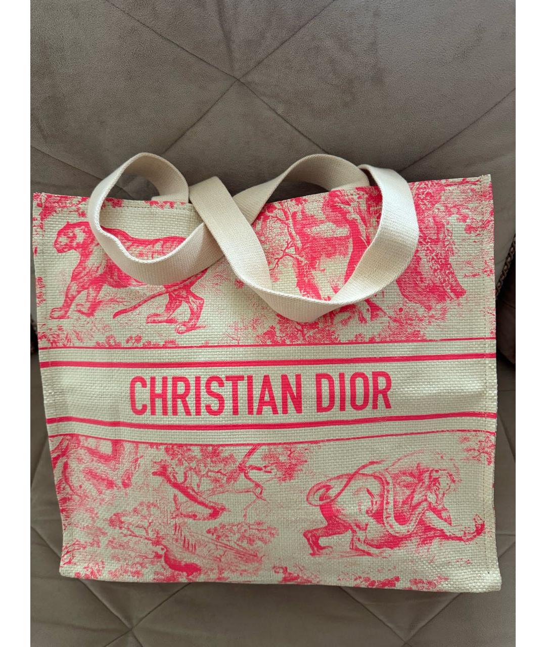 CHRISTIAN DIOR PRE-OWNED Розовая пелетеная сумка тоут, фото 3