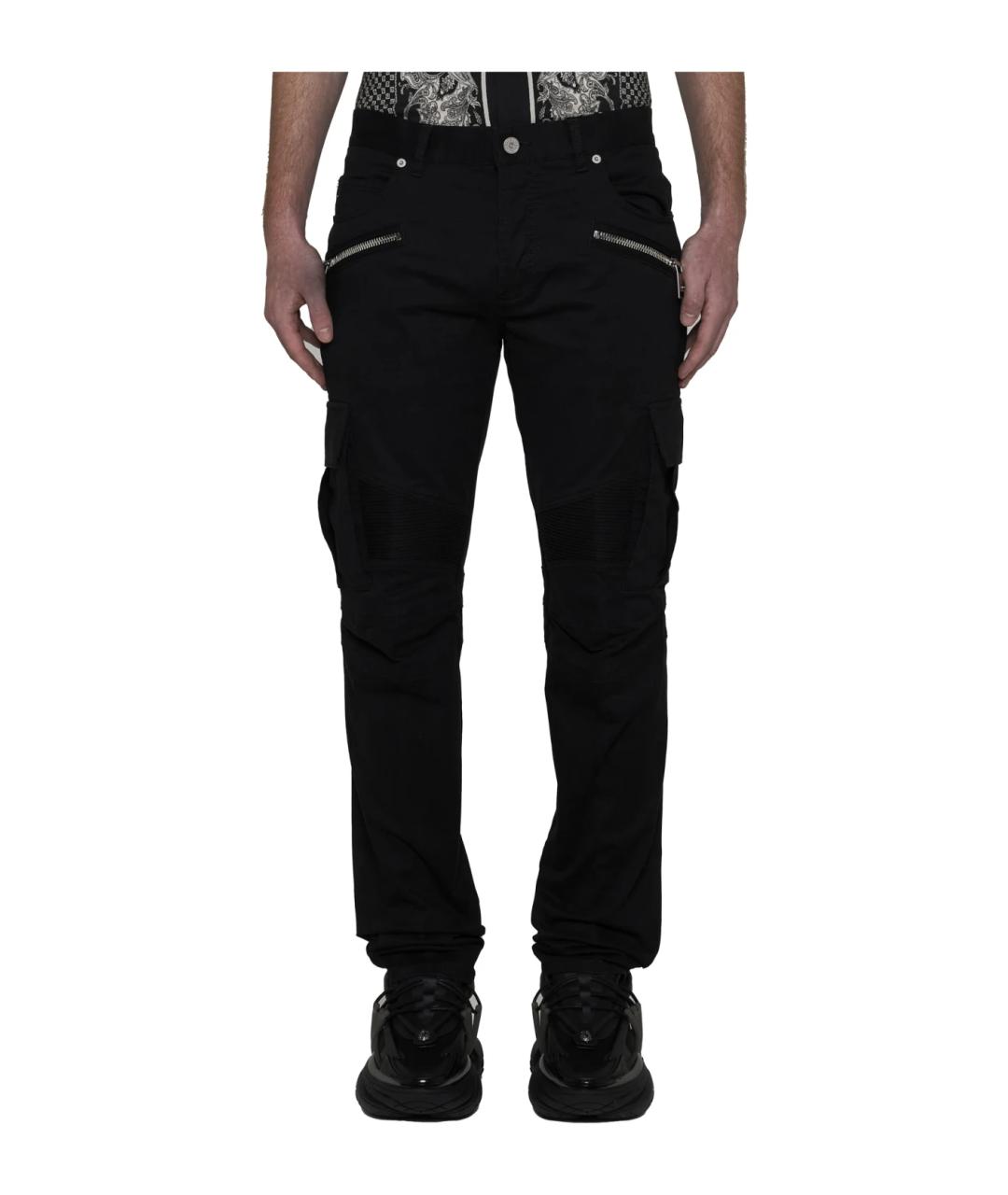 BALMAIN Черные хлопко-эластановые прямые джинсы, фото 2