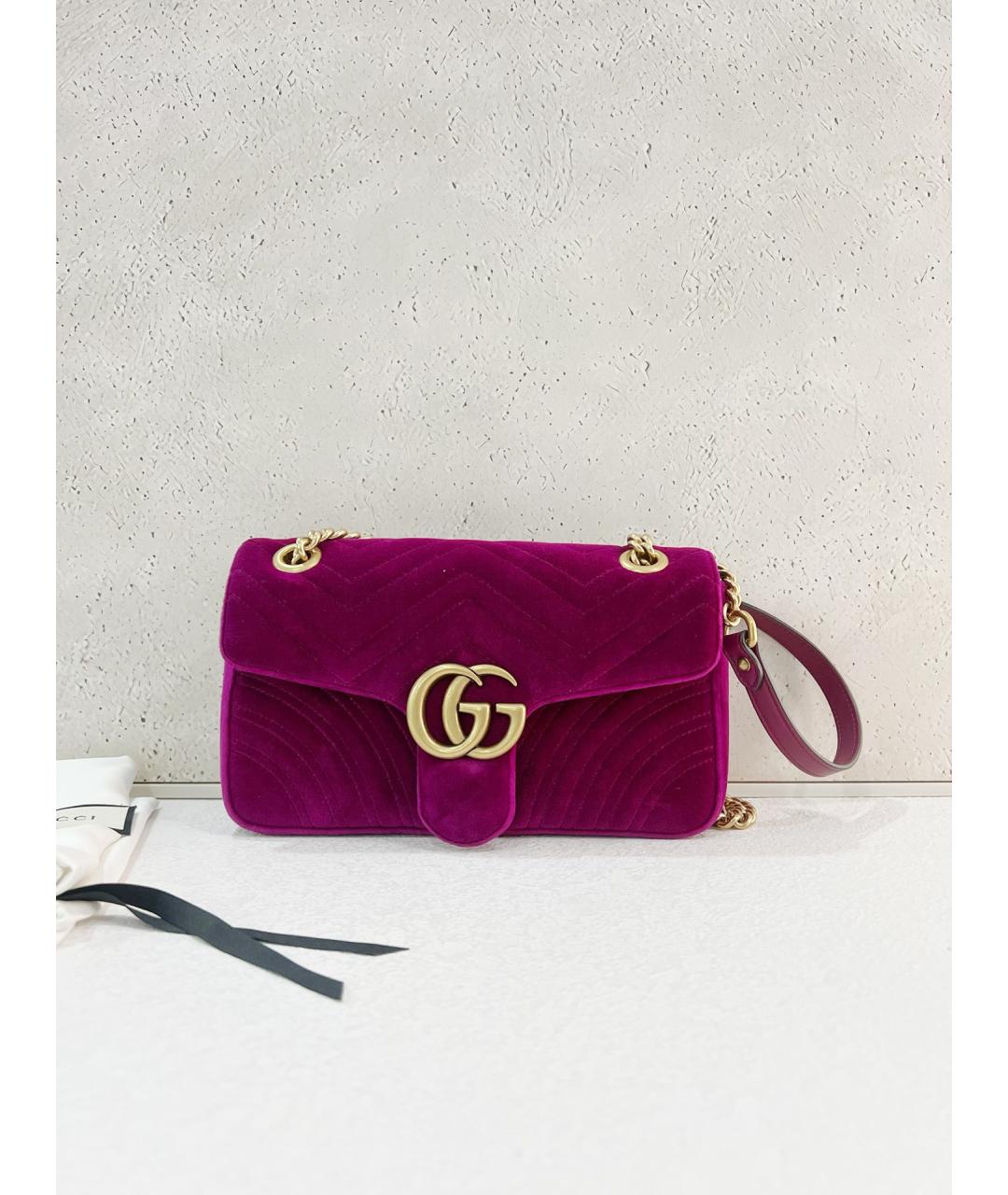 GUCCI Розовая бархатная сумка через плечо, фото 2