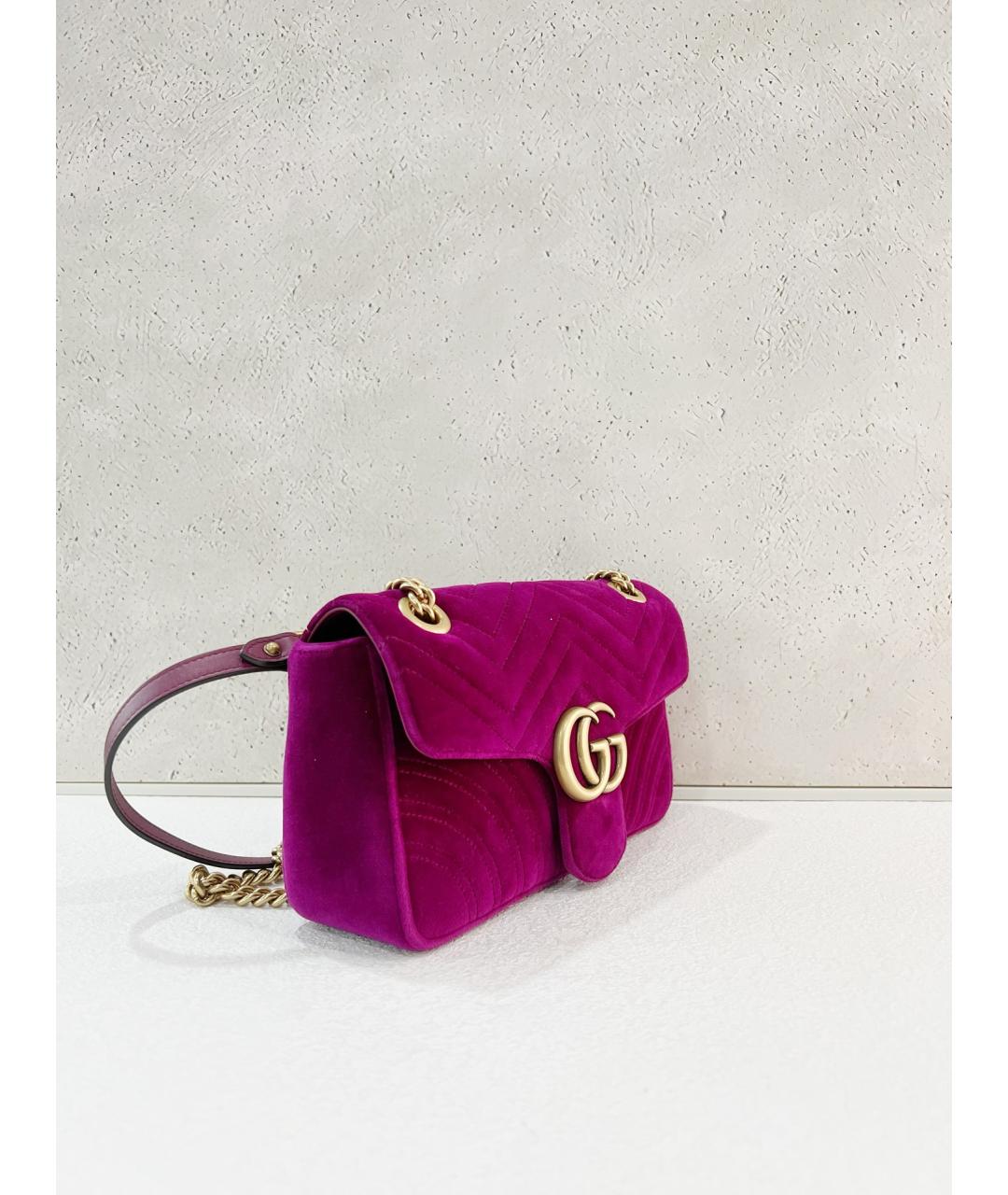 GUCCI Розовая бархатная сумка через плечо, фото 5