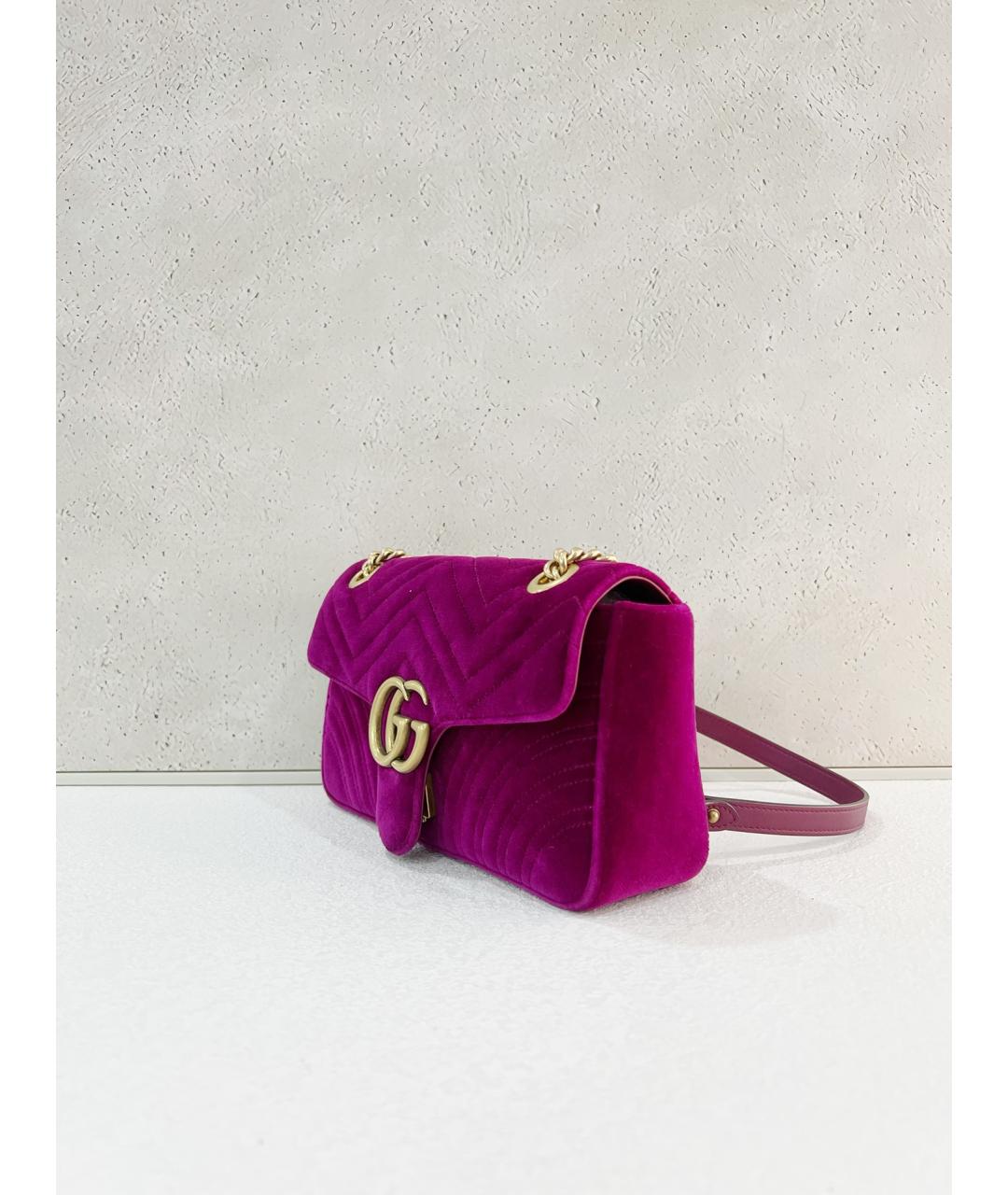 GUCCI Розовая бархатная сумка через плечо, фото 4