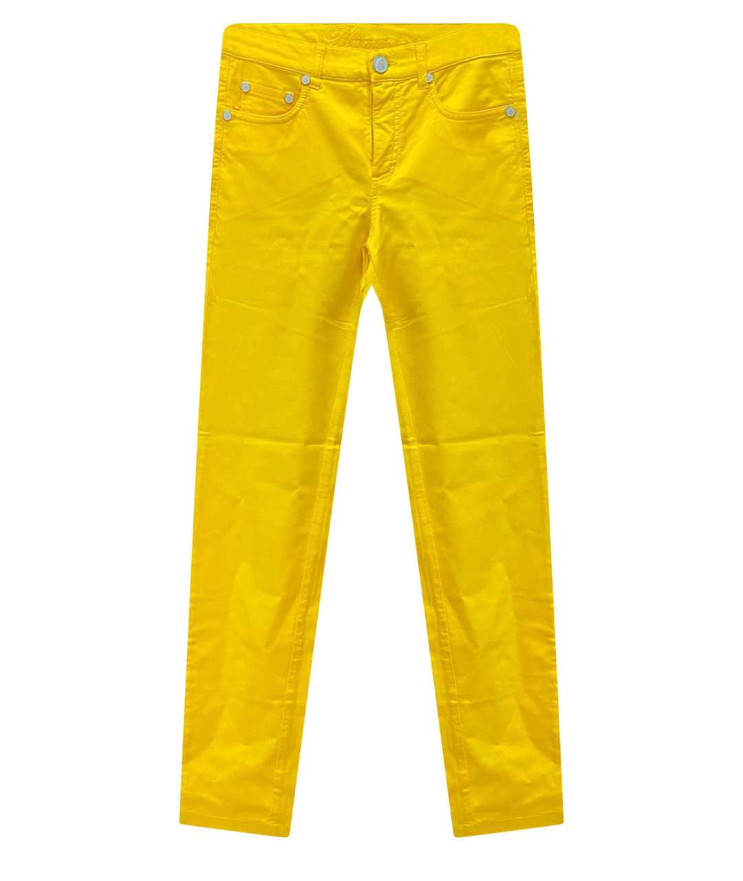 BLUMARINE Желтые хлопковые прямые брюки, фото 1