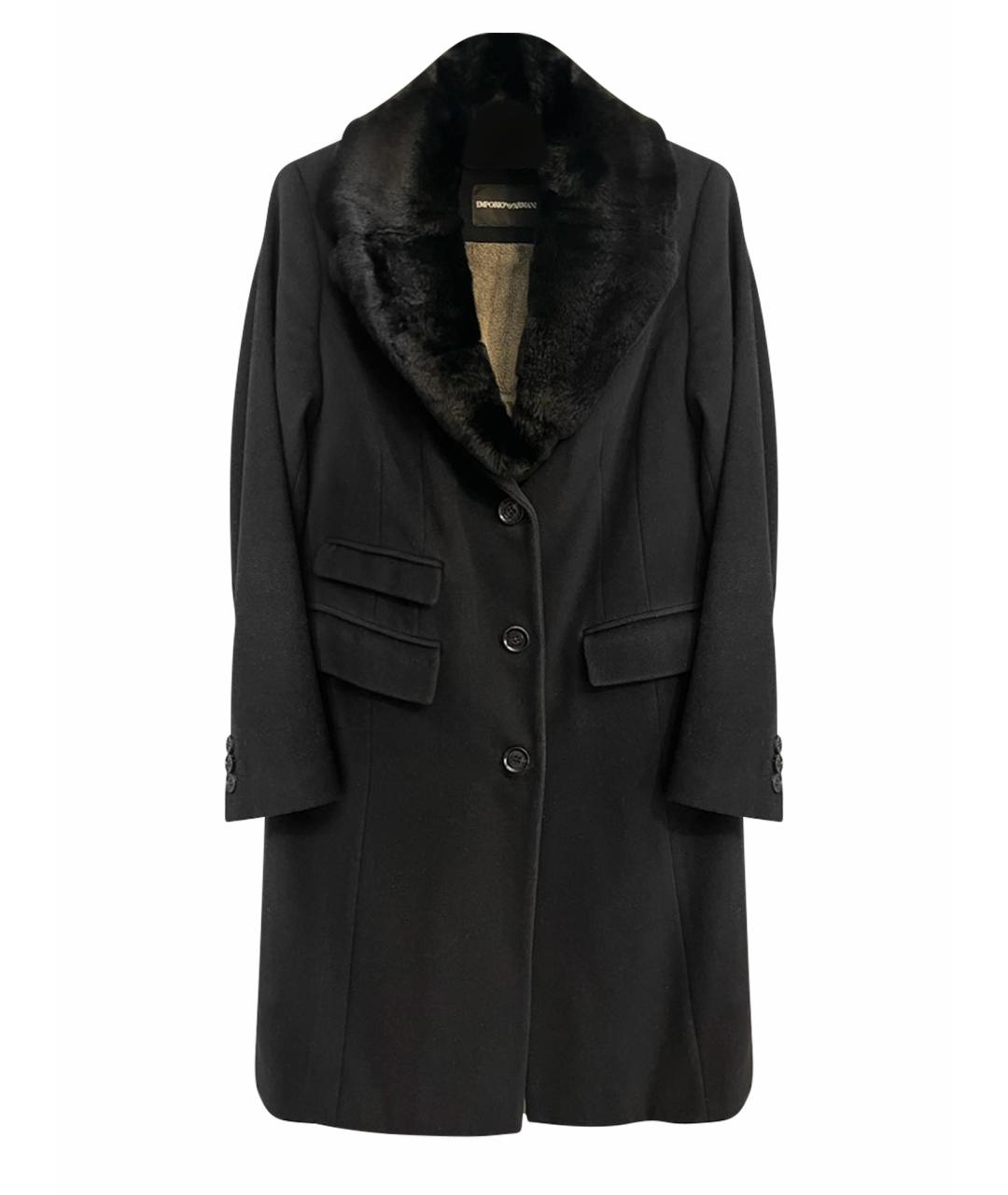 EMPORIO ARMANI Черное шерстяное пальто, фото 1