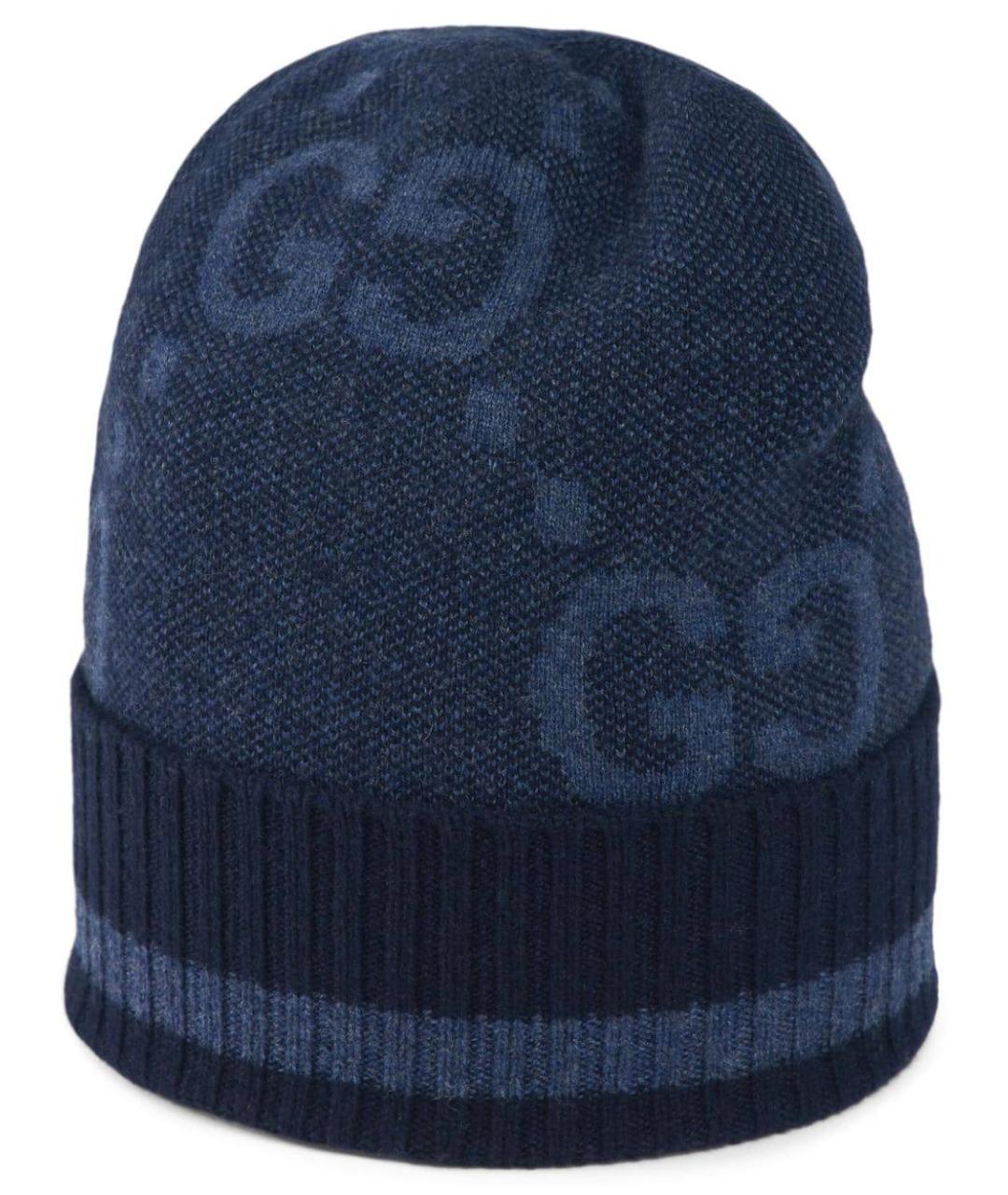 GUCCI Темно-синяя кашемировая шапка, фото 1