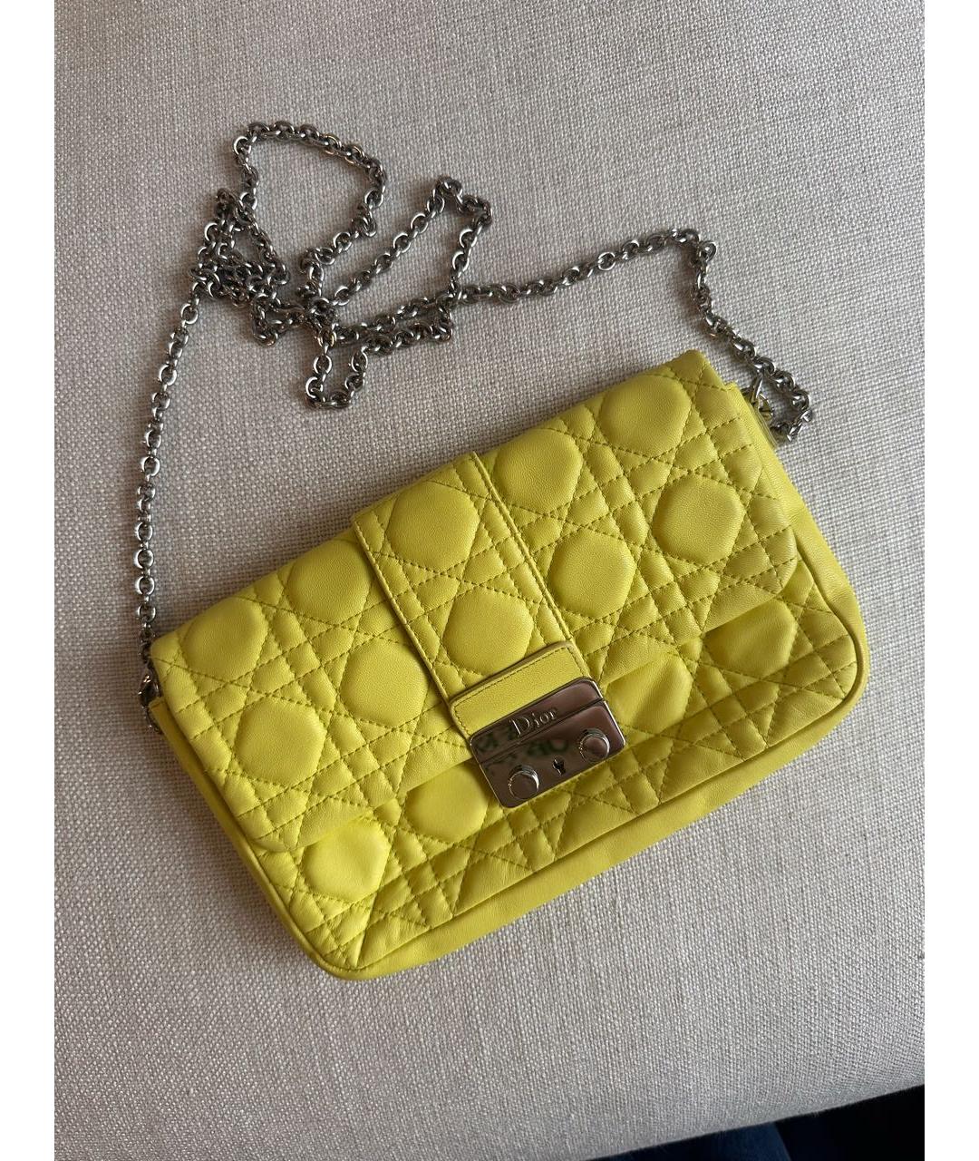 CHRISTIAN DIOR Желтая кожаная сумка через плечо, фото 2