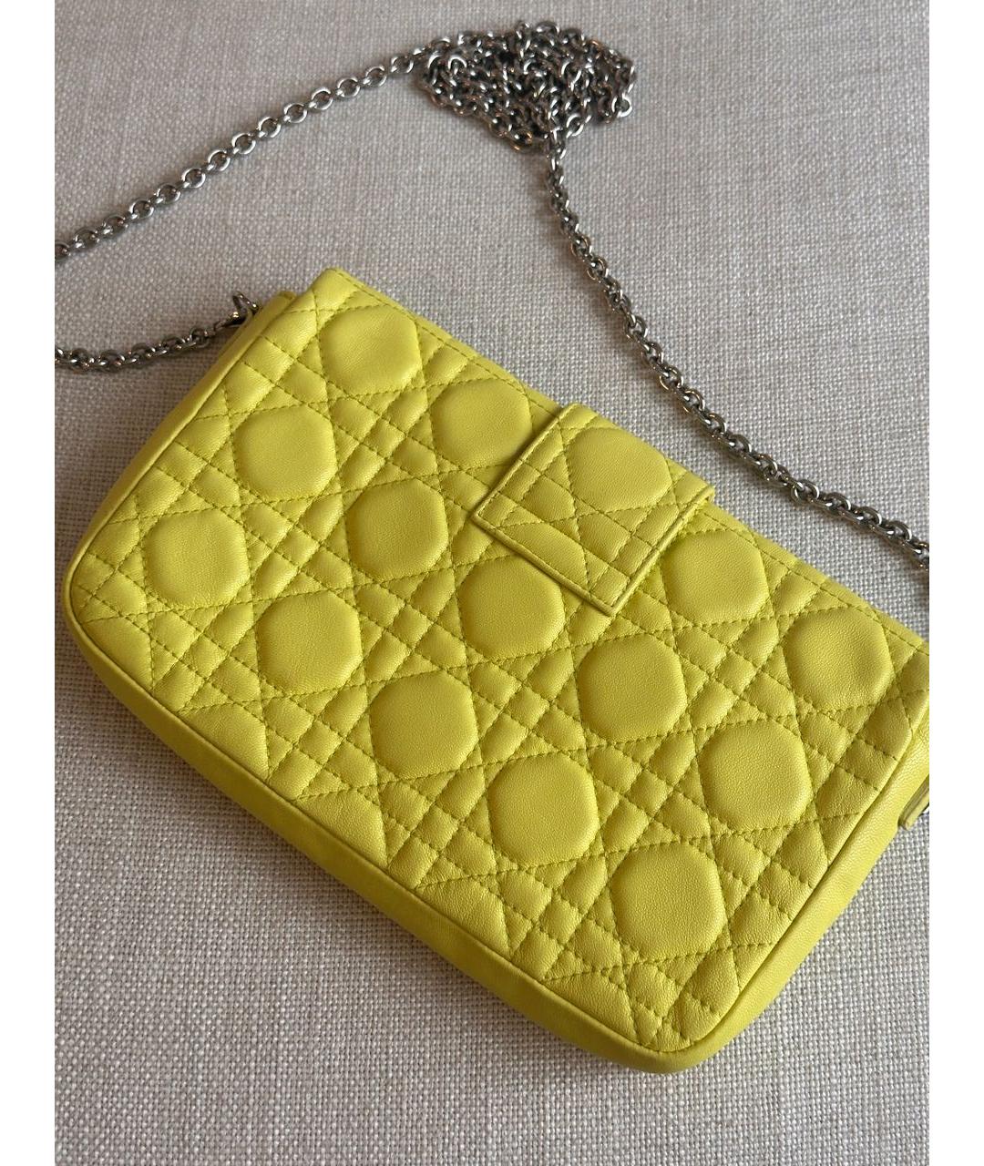 CHRISTIAN DIOR Желтая кожаная сумка через плечо, фото 6