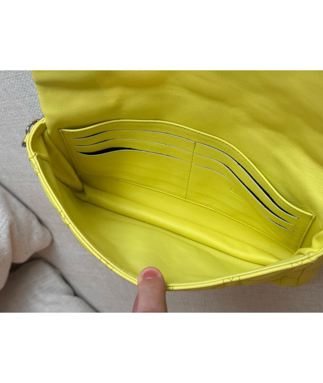 CHRISTIAN DIOR Желтая кожаная сумка через плечо, фото 8
