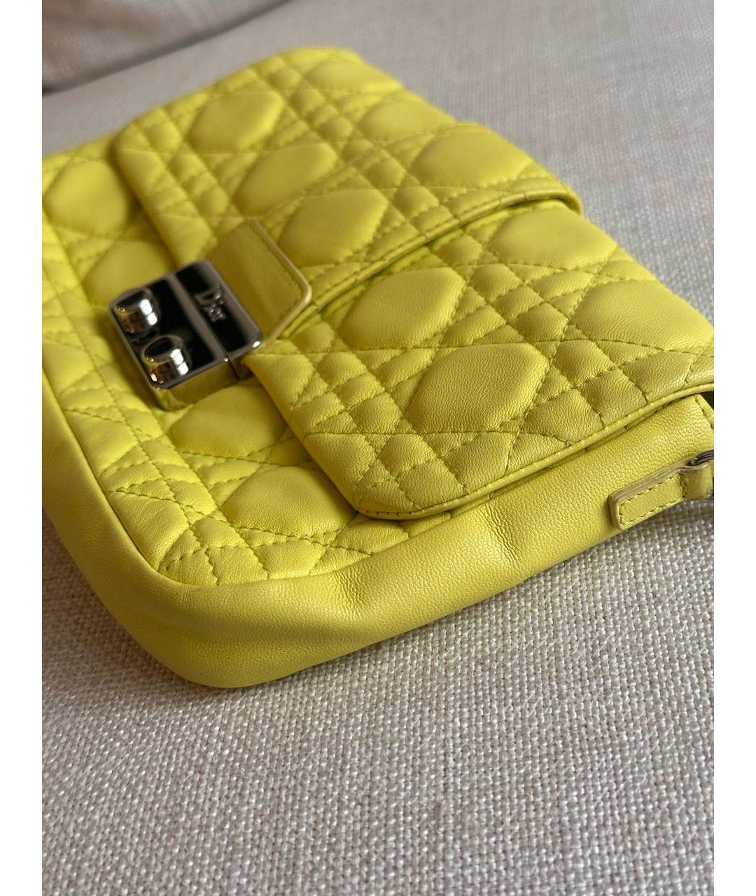 CHRISTIAN DIOR Желтая кожаная сумка через плечо, фото 5