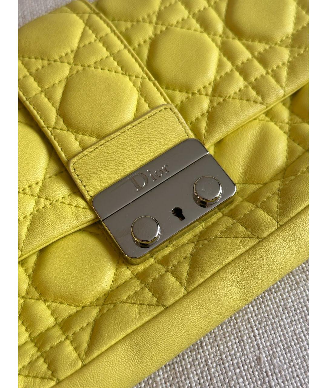 CHRISTIAN DIOR Желтая кожаная сумка через плечо, фото 3