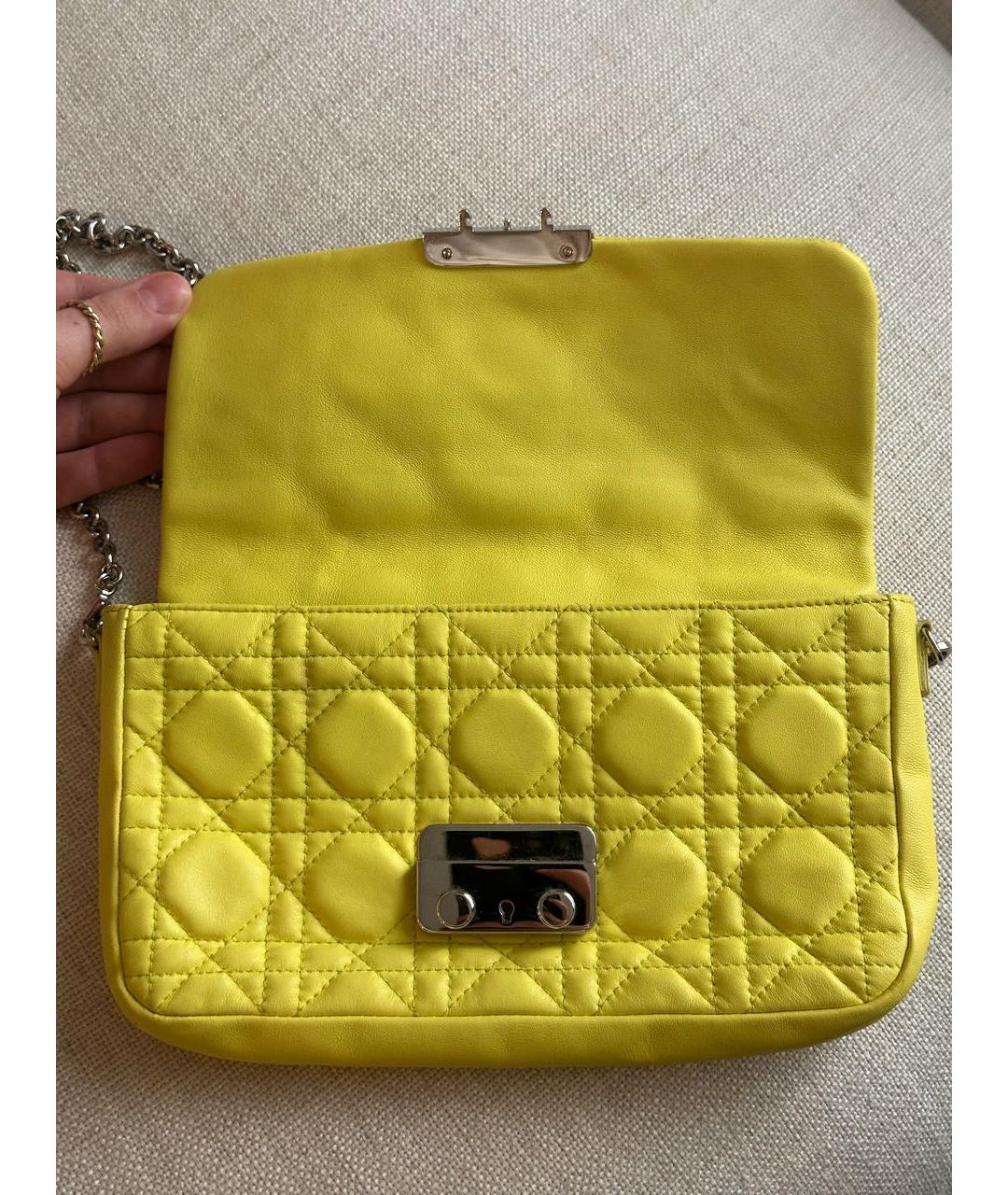 CHRISTIAN DIOR Желтая кожаная сумка через плечо, фото 7